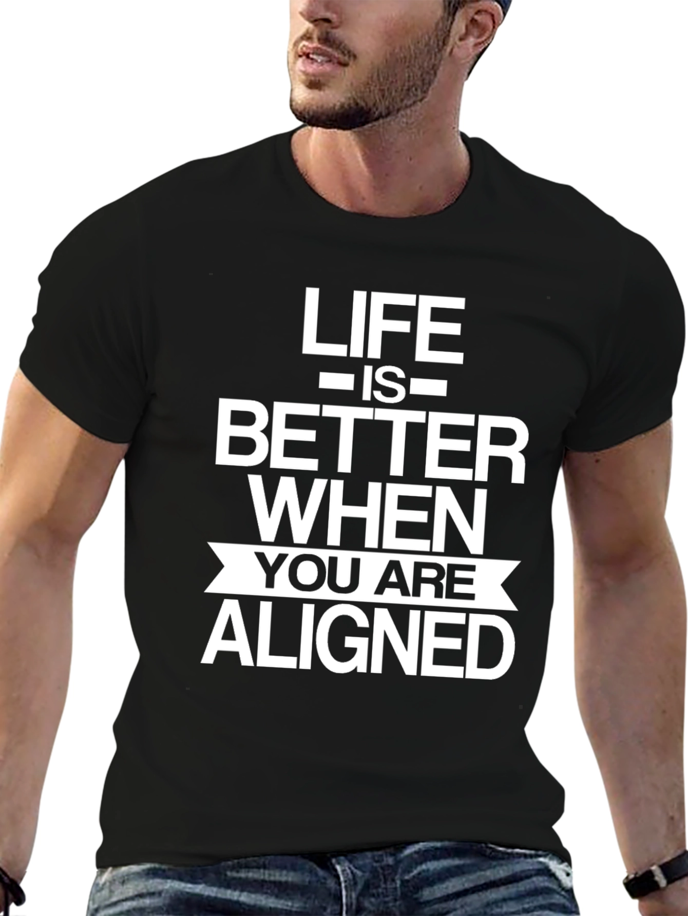 Life is Better Aligned Black T-Shirt