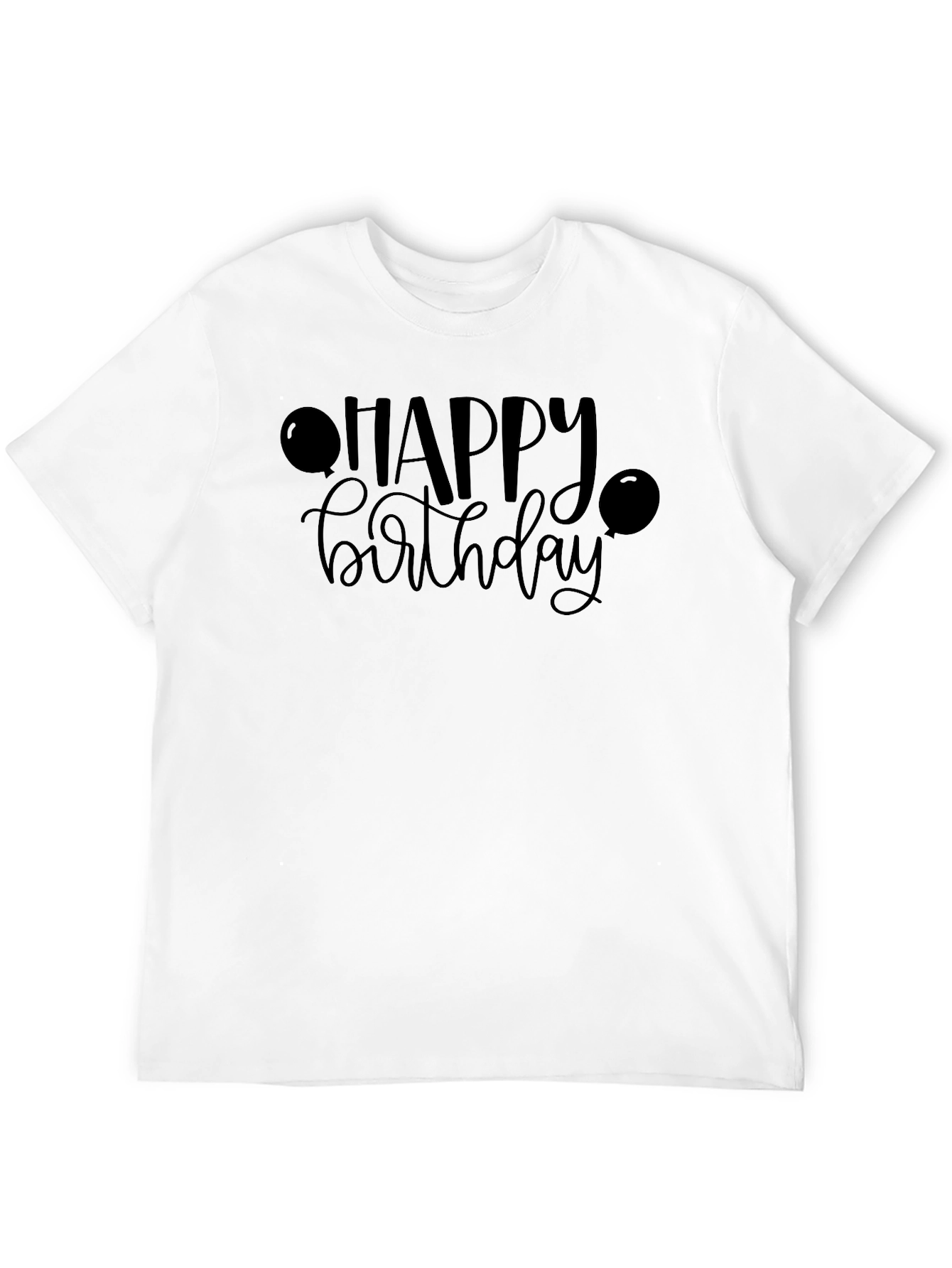 Happy Birthday Graphic Tee - Black Crew Neck