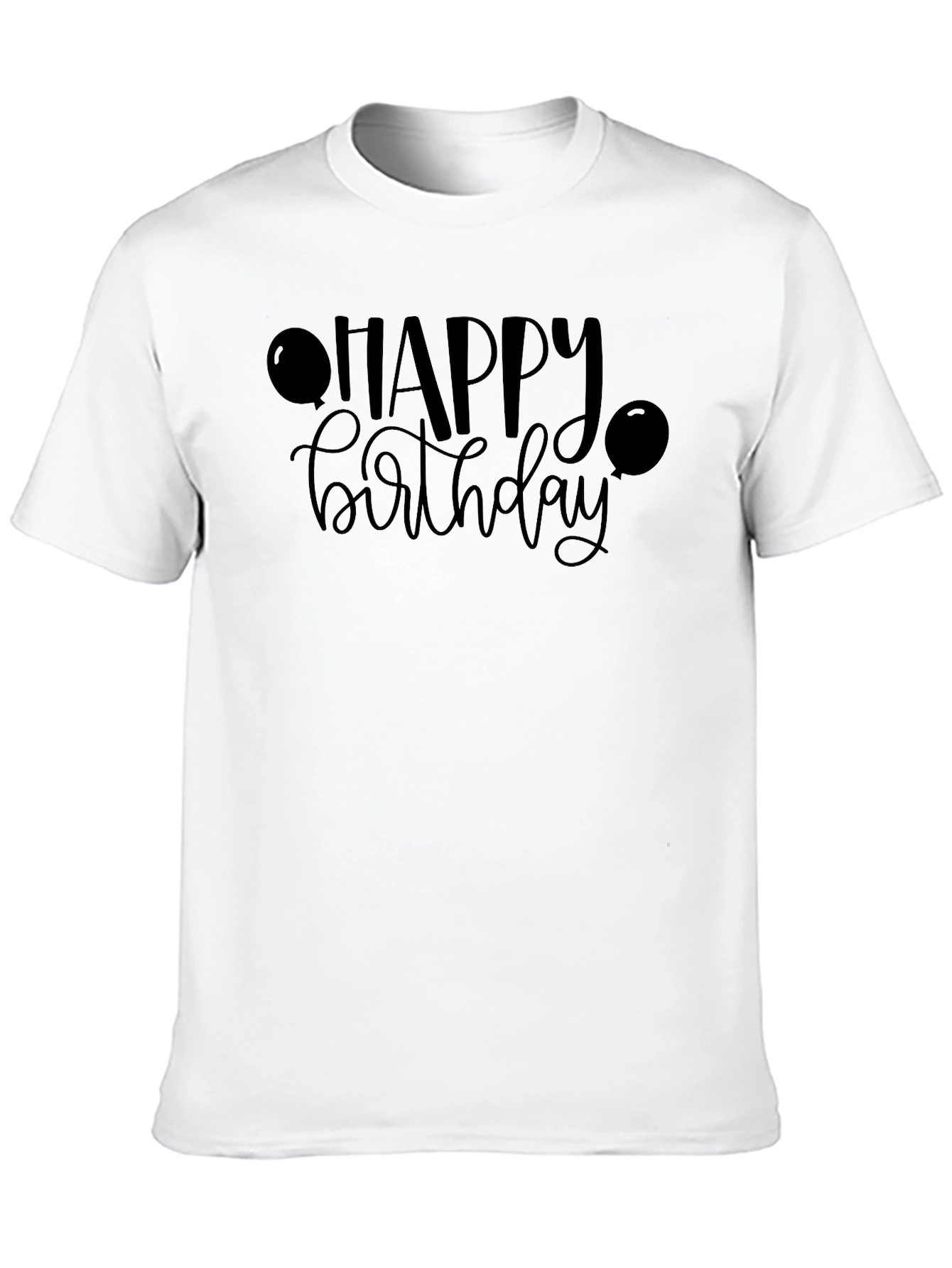 Happy Birthday Graphic Tee - Black Crew Neck