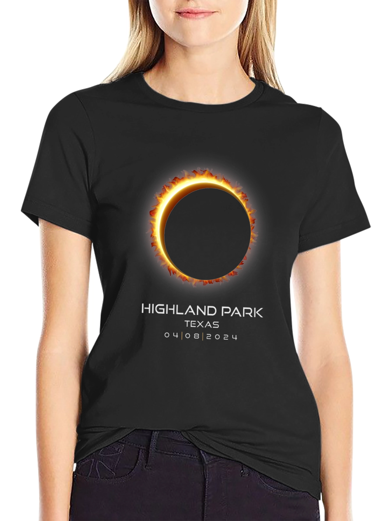 Highland Park Texas Eclipse T-Shirt - 04/08/2024