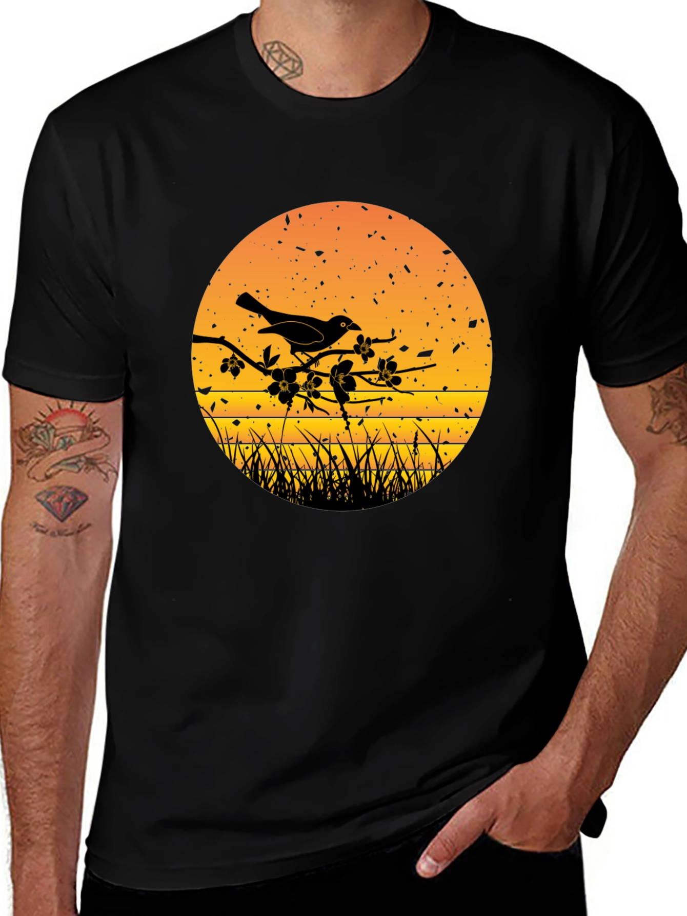 Bird on Branch Silhouette Graphic Tee