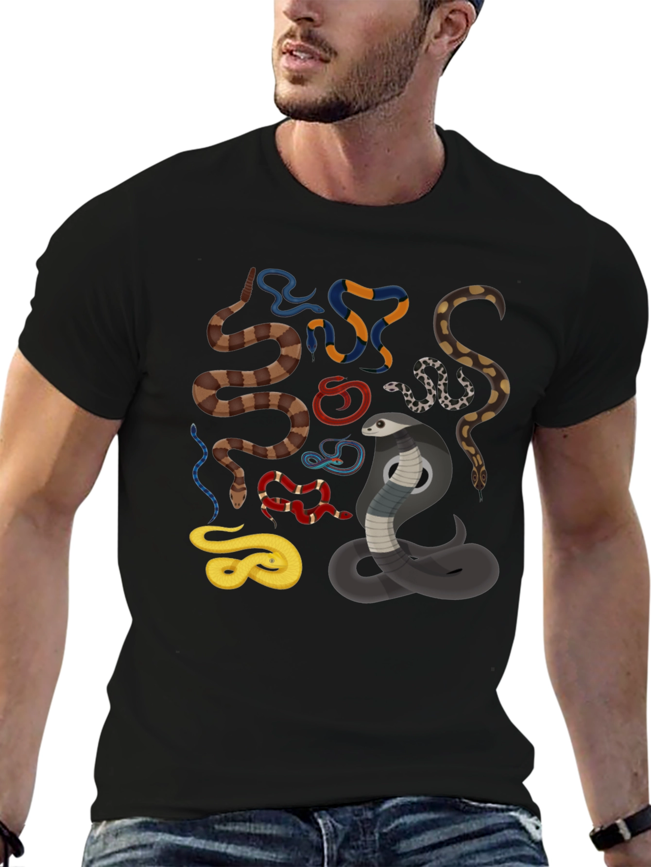 Mens Snake Graphic Black T-Shirt