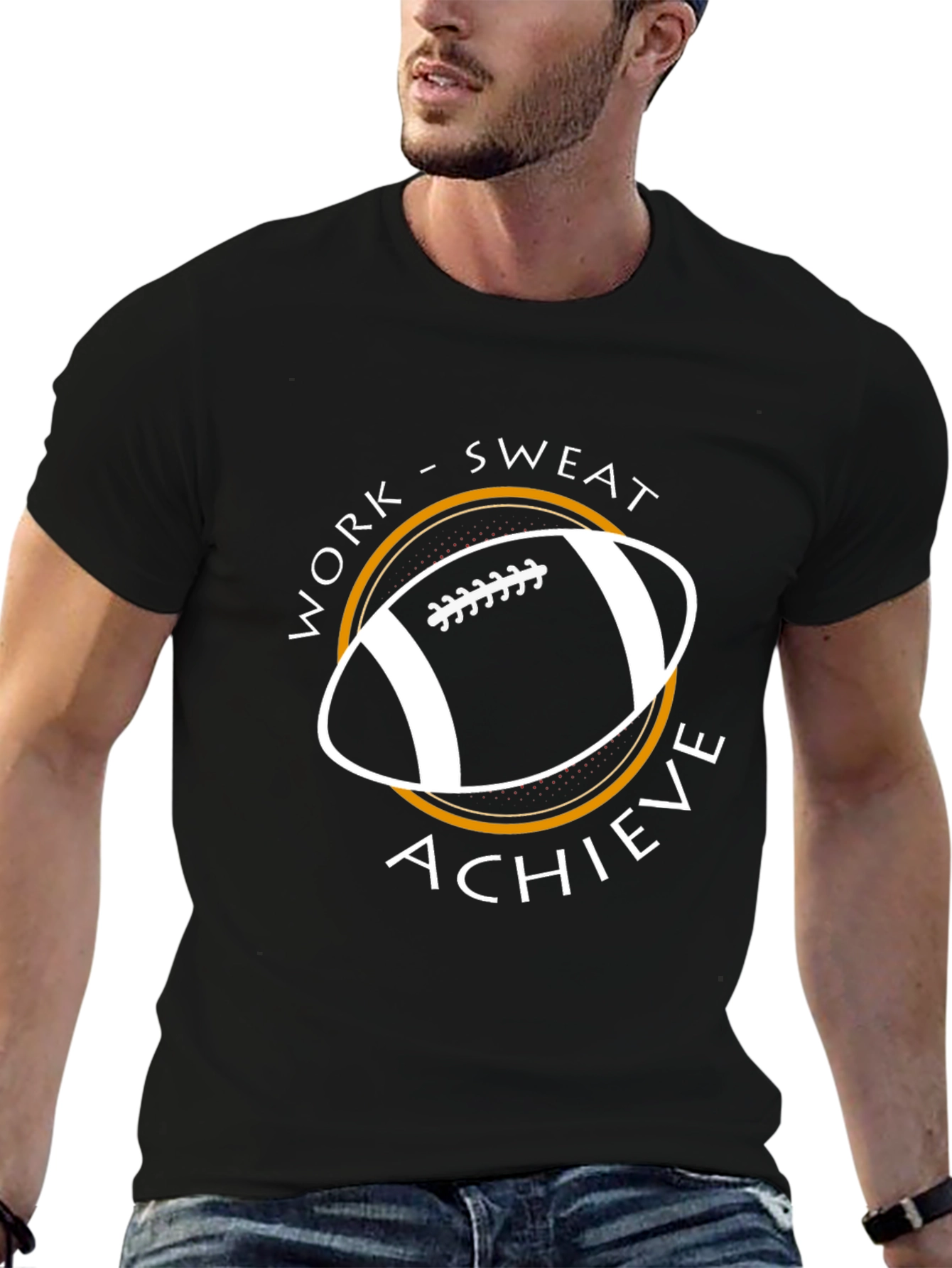 Work Sweat Achieve Football Graphic Tee