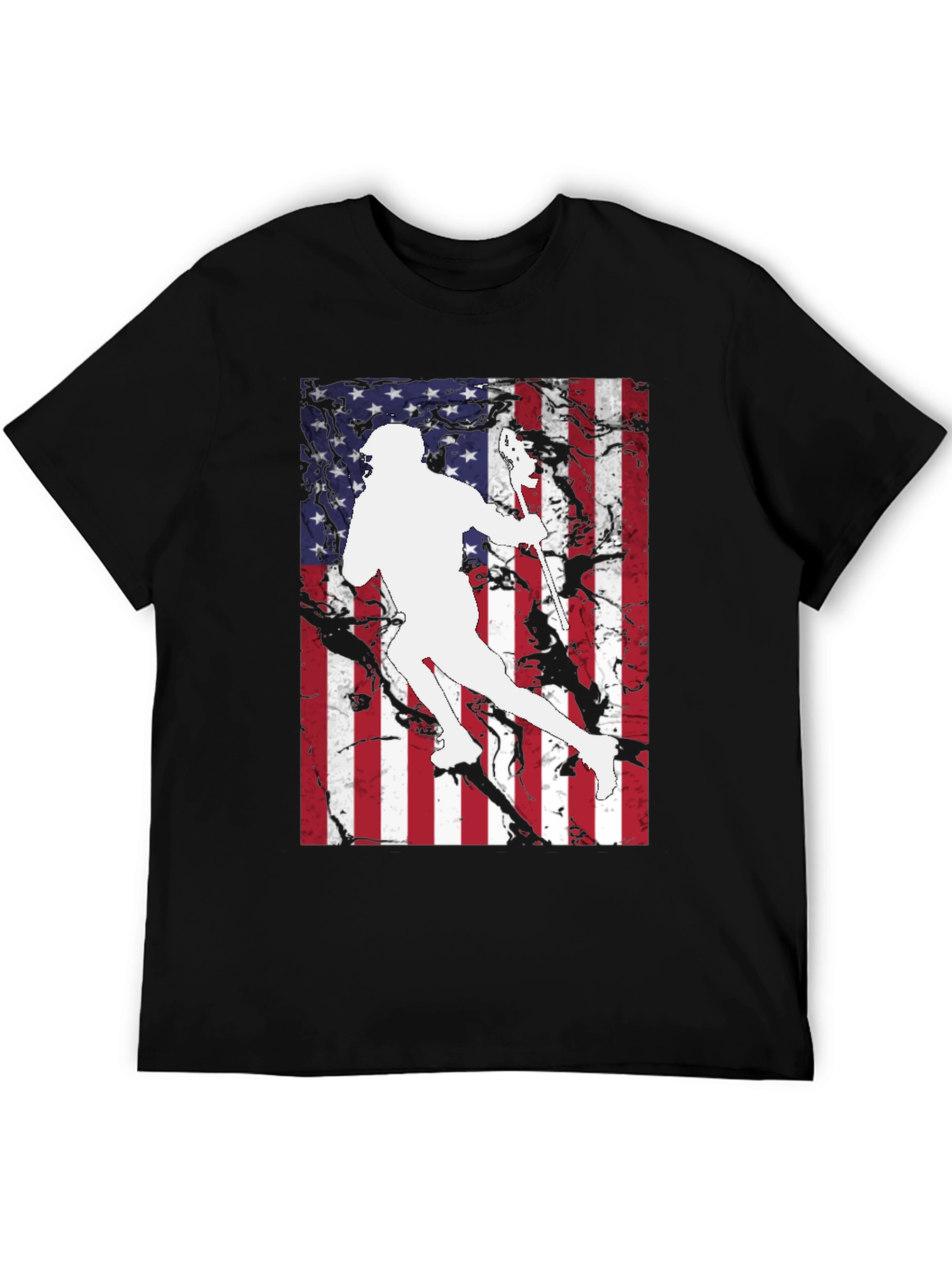 Lacrosse Player American Flag T-Shirt