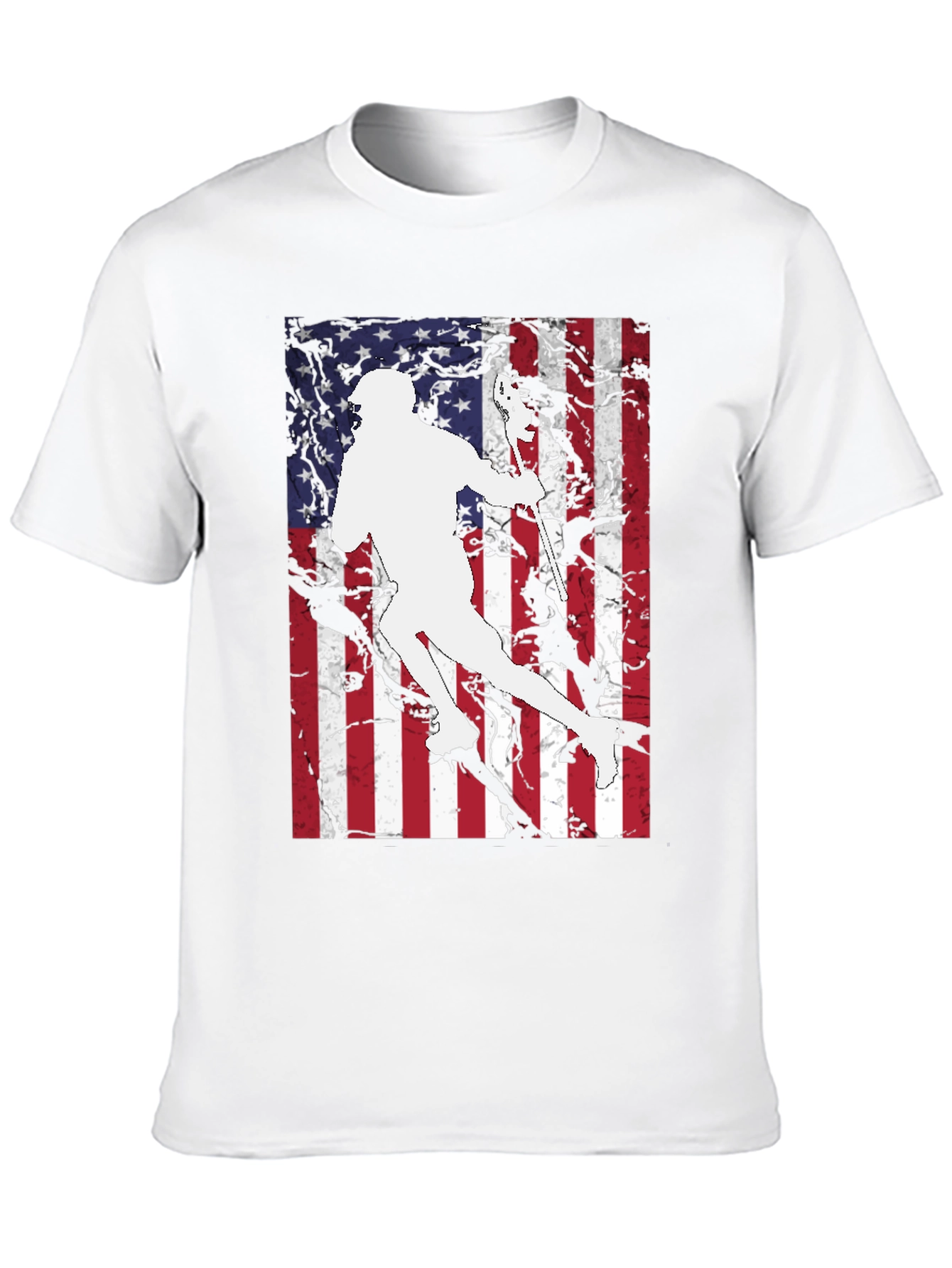 Lacrosse Player American Flag T-Shirt