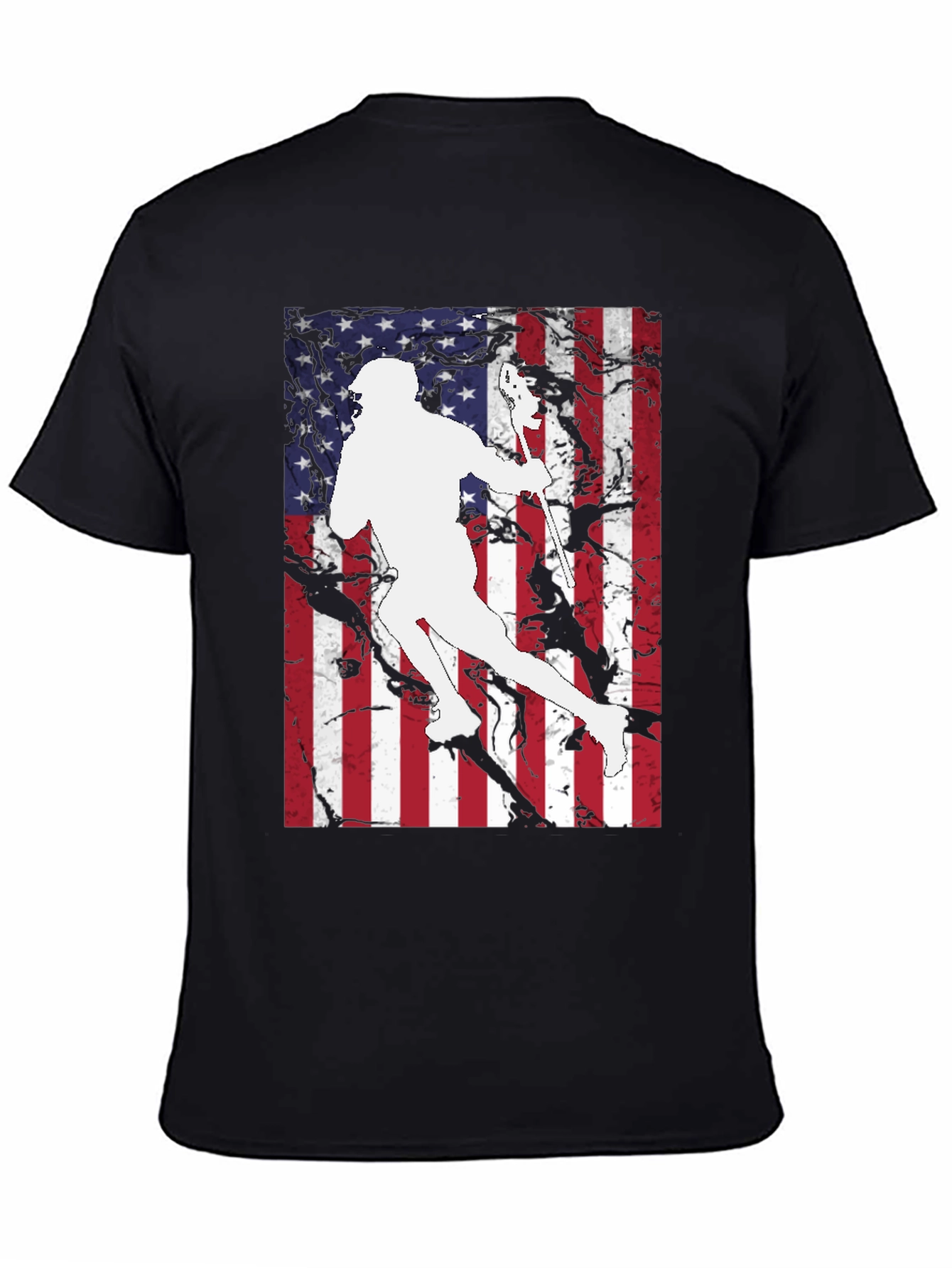 Lacrosse Player American Flag T-Shirt
