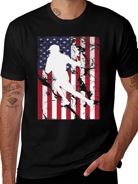 Lacrosse Player American Flag T-Shirt