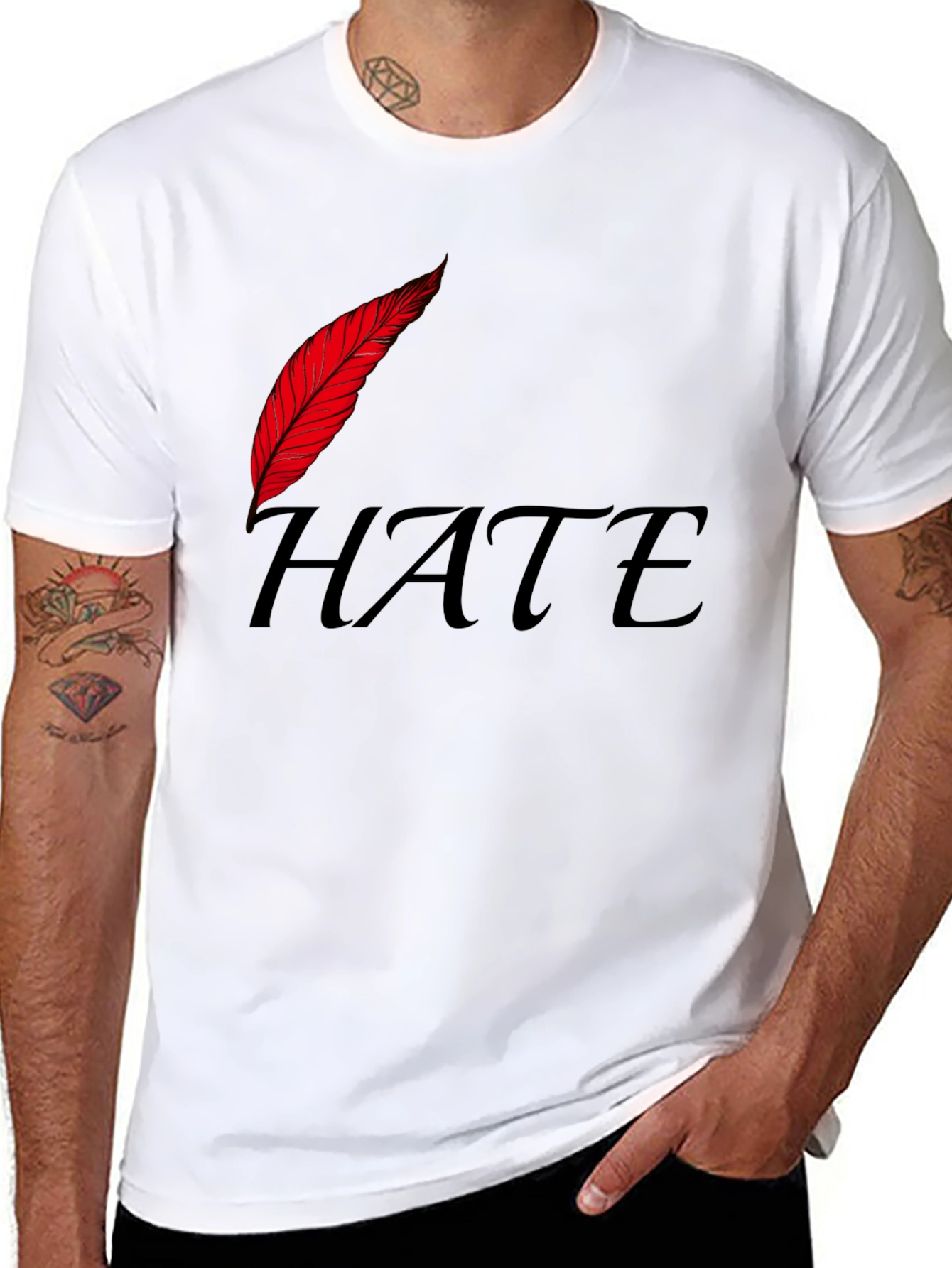 Edgy HATE Graphic Print Black T-Shirt