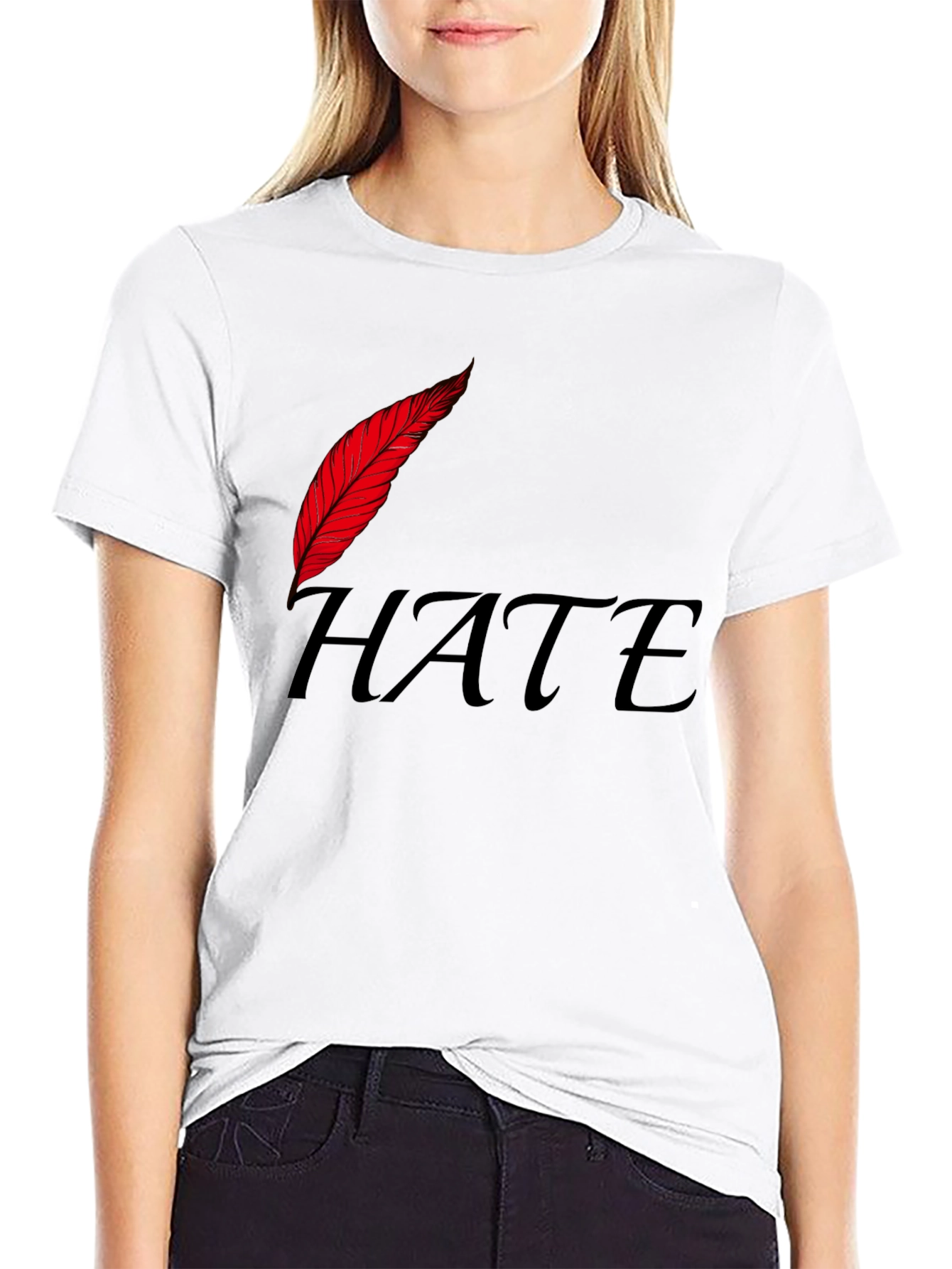 Edgy HATE Graphic Print Black T-Shirt