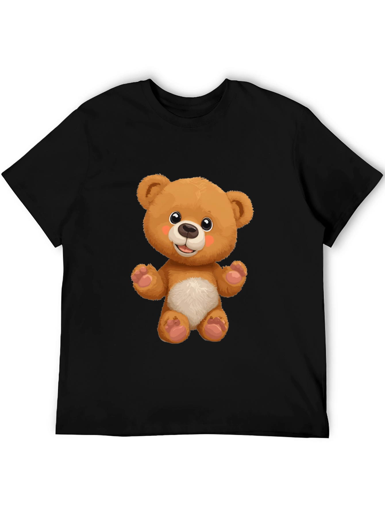 Cute Teddy Bear Graphic Black T-Shirt