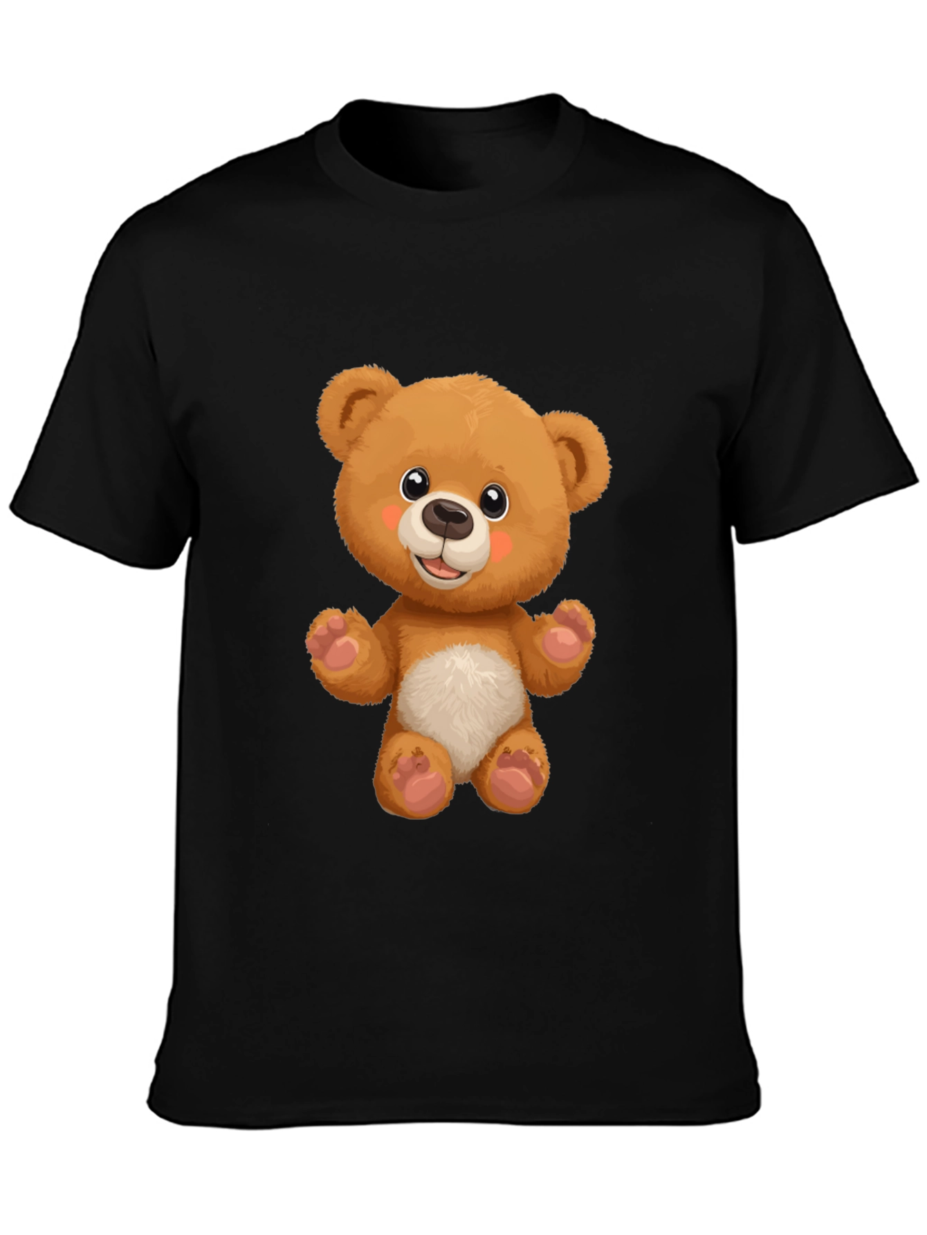 Cute Teddy Bear Graphic Black T-Shirt