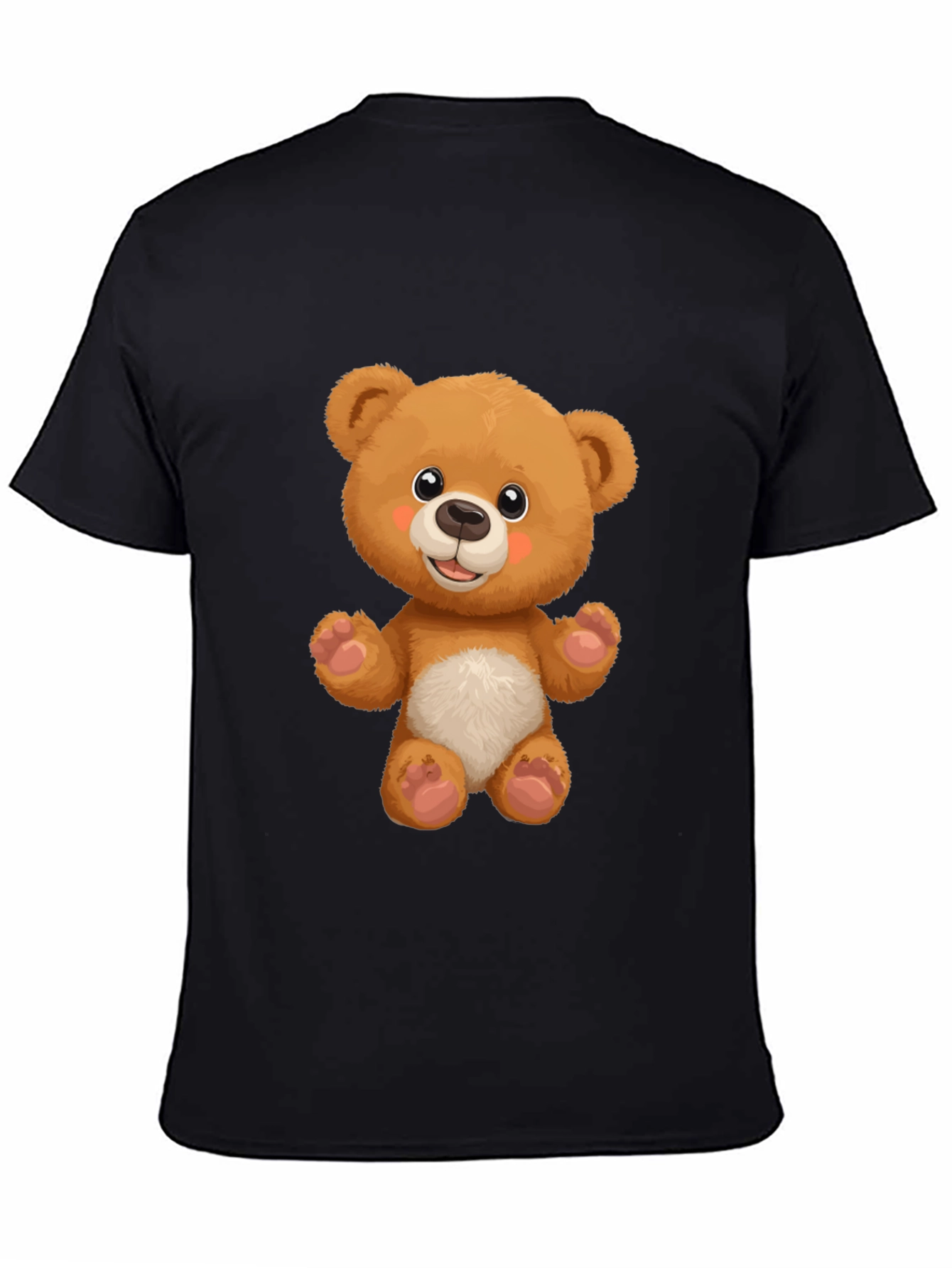 Cute Teddy Bear Graphic Black T-Shirt