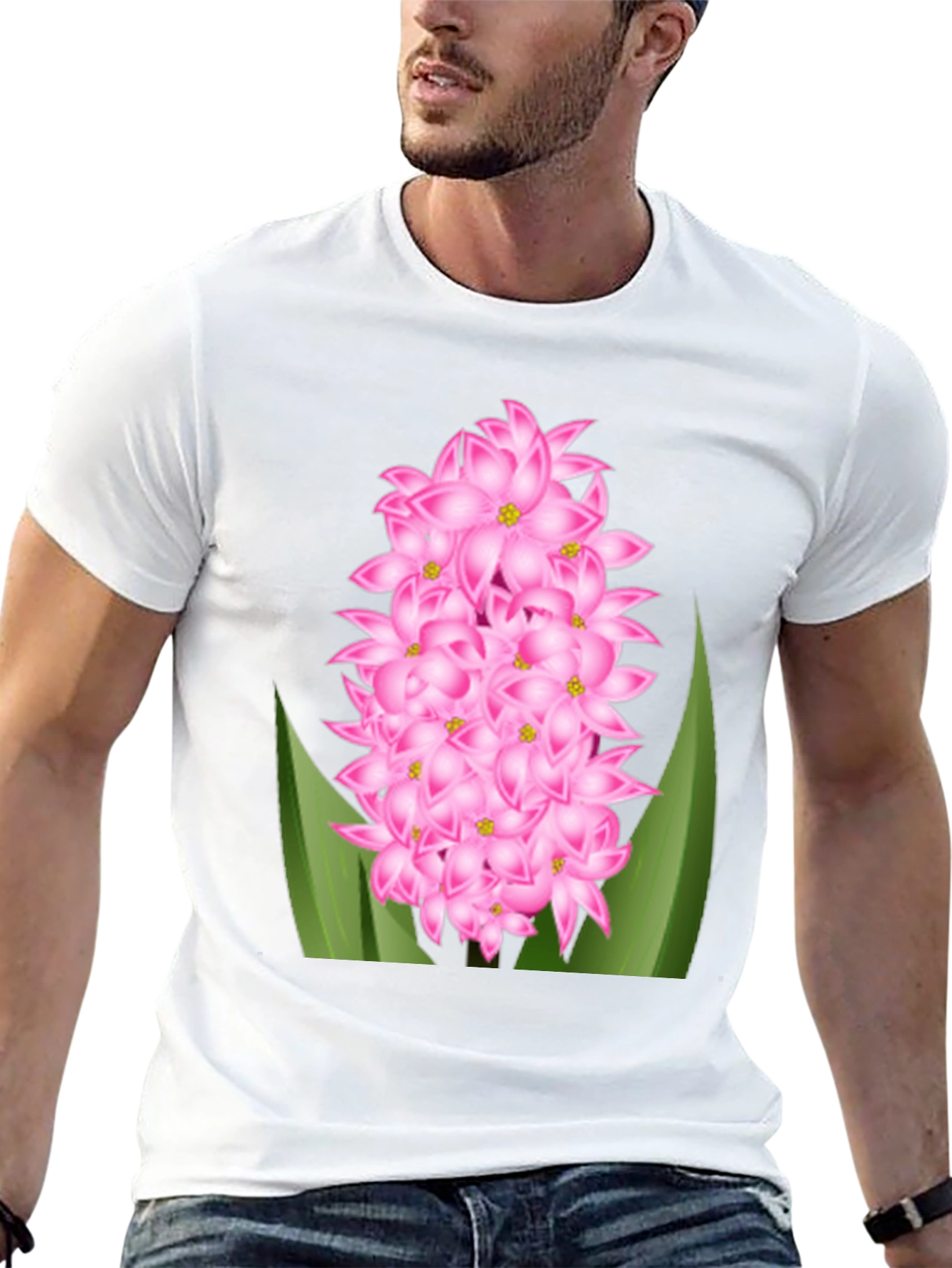 Pink Hyacinth Flower Graphic T-Shirt