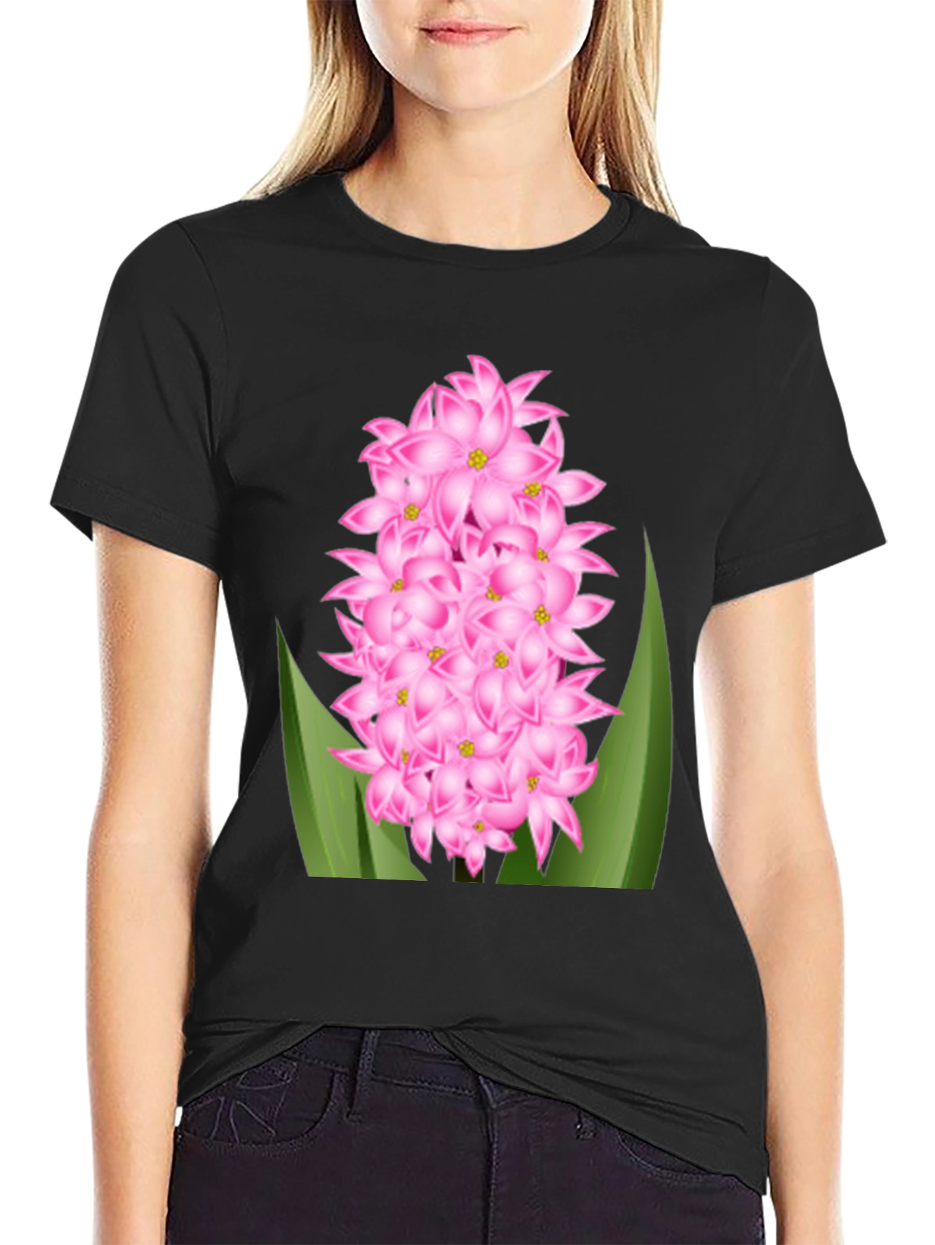 Pink Hyacinth Flower Graphic T-Shirt