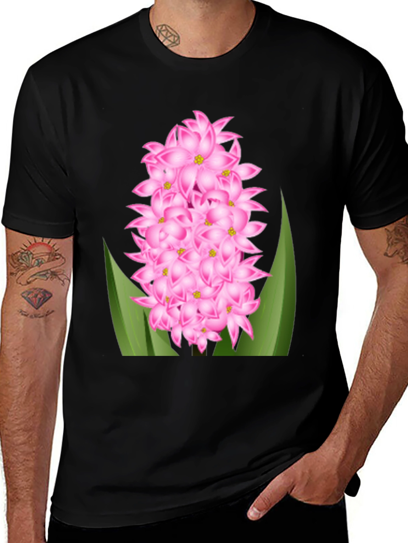 Pink Hyacinth Flower Graphic T-Shirt