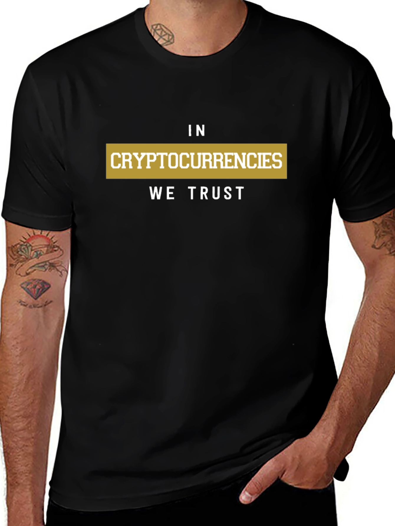 In Cryptocurrencies We Trust Black Graphic T-Shirt