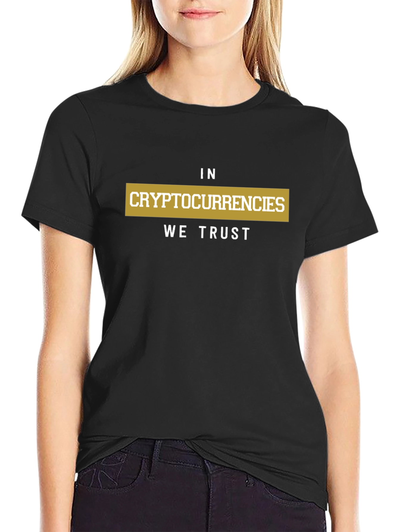 In Cryptocurrencies We Trust Black Graphic T-Shirt