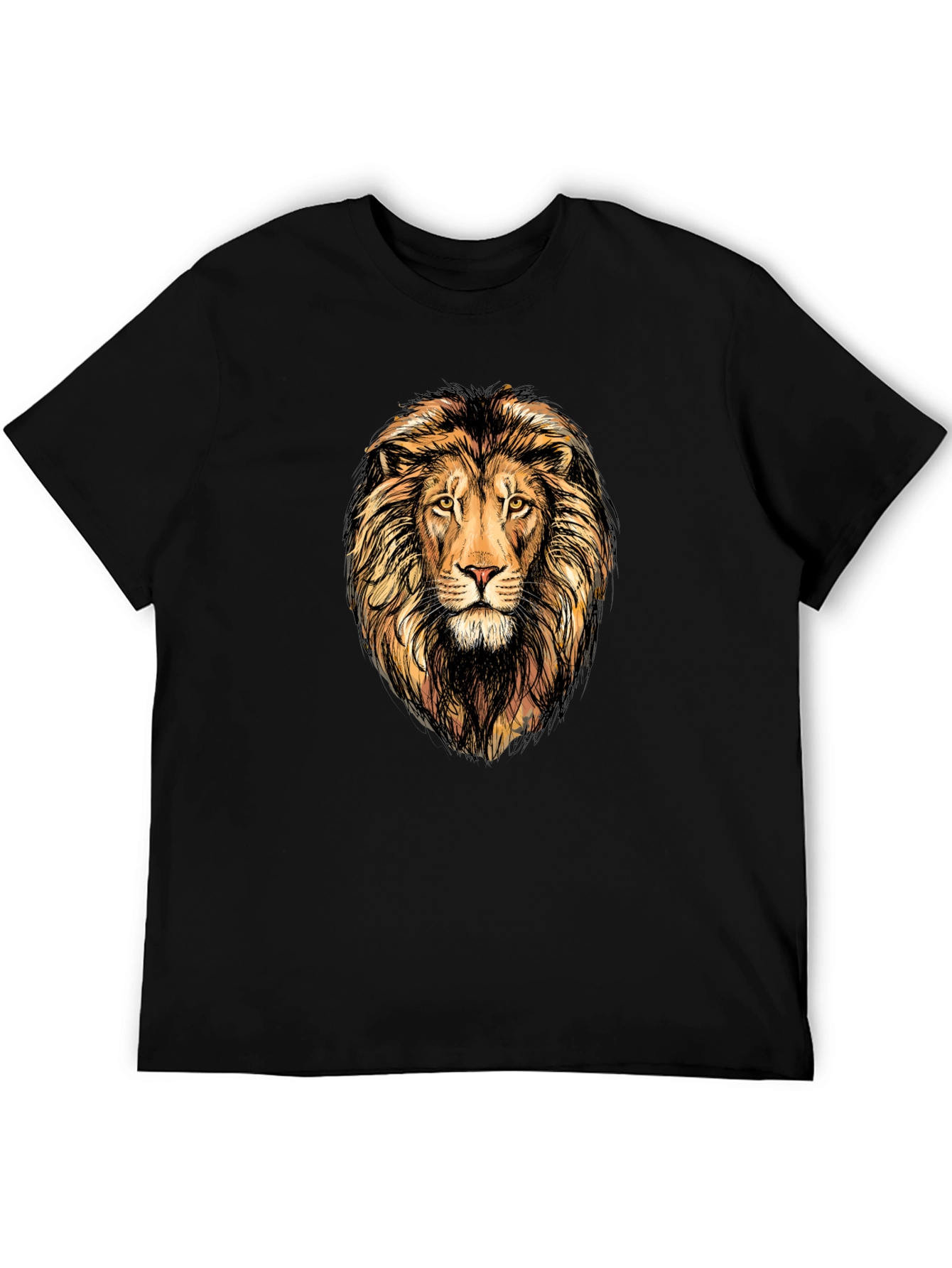 Lion Graphic Print Mens Black T-Shirt