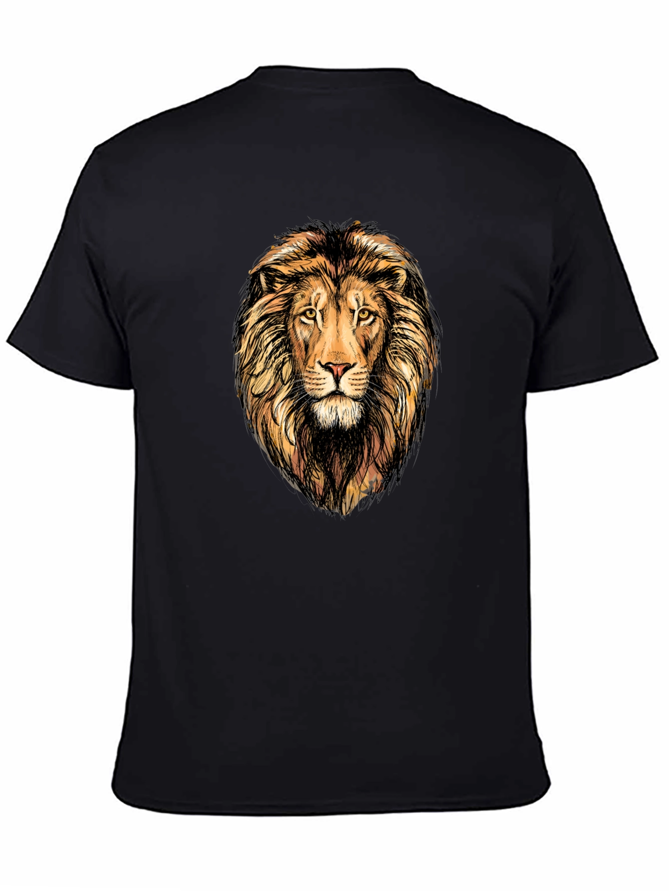 Lion Graphic Print Mens Black T-Shirt