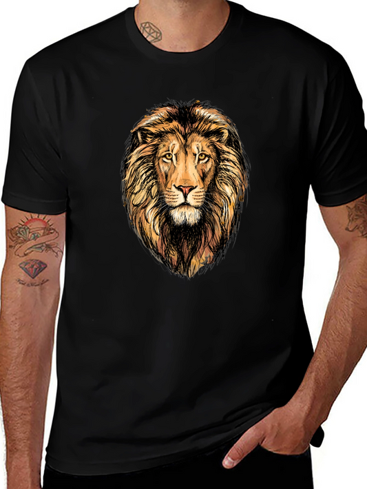 Lion Graphic Print Mens Black T-Shirt