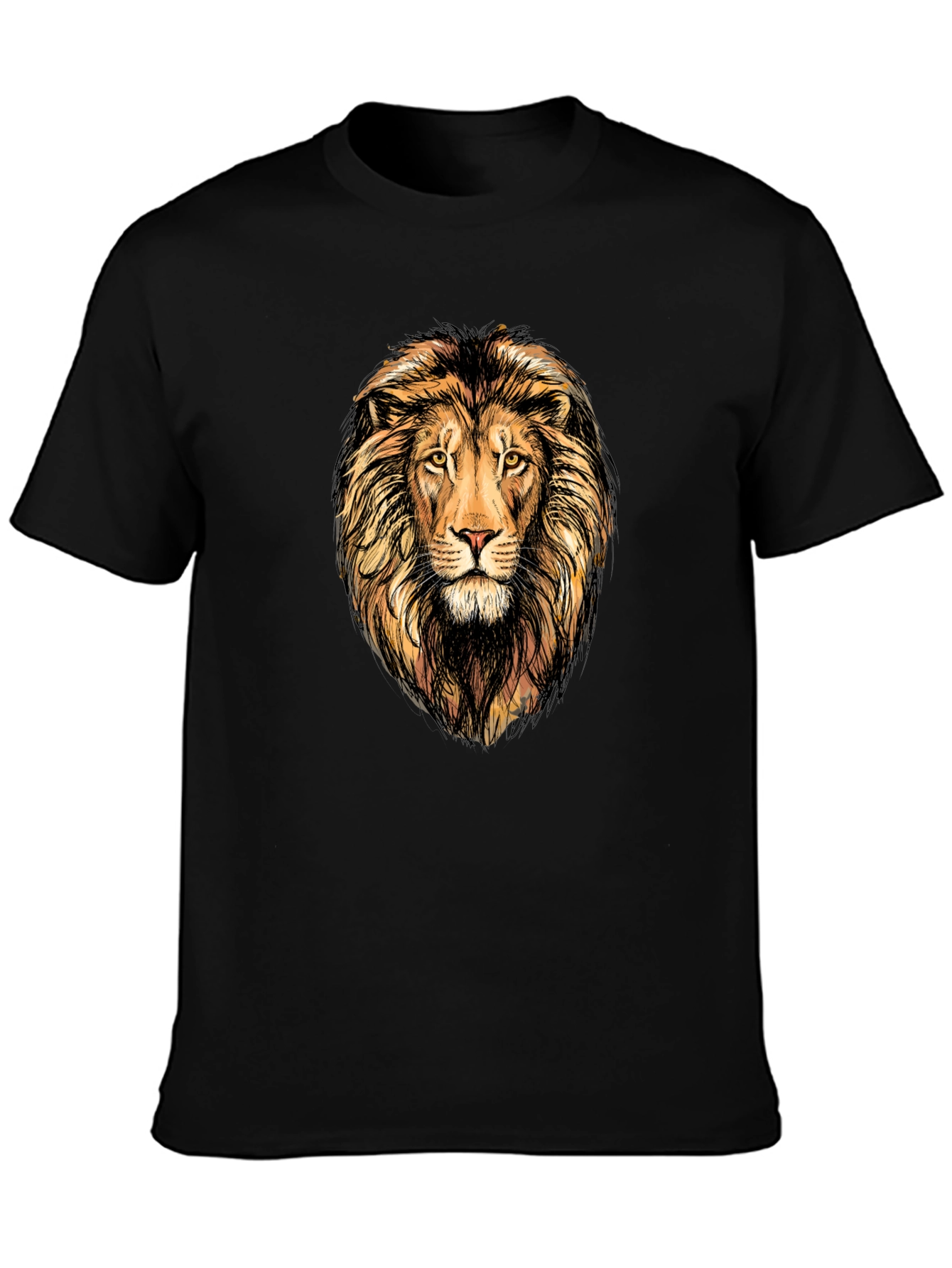 Lion Graphic Print Mens Black T-Shirt