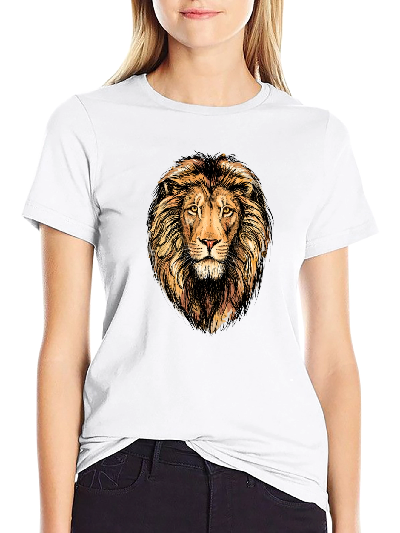Lion Graphic Print Mens Black T-Shirt