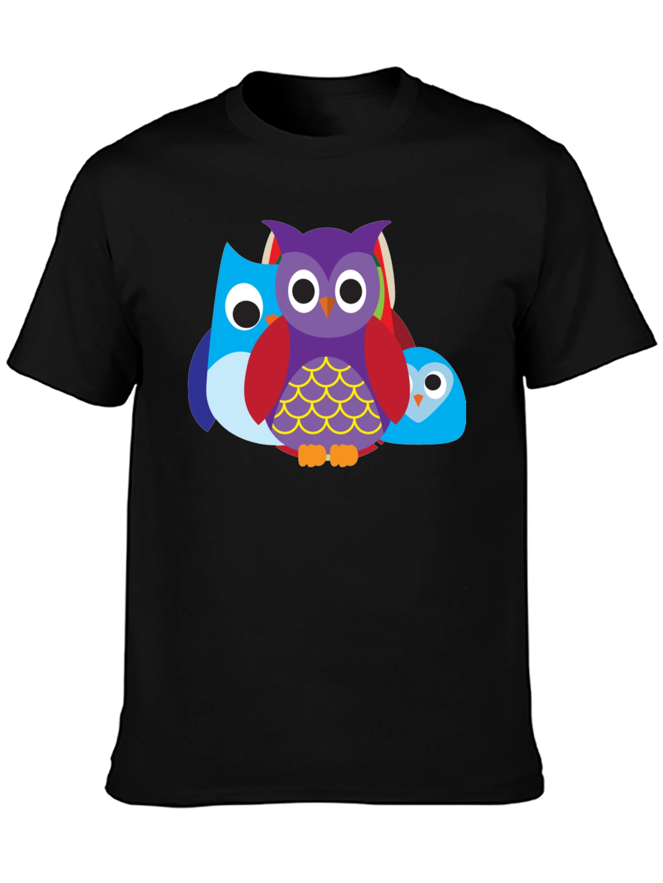 Owl Trio Graphic Tee - Mens Black T-Shirt