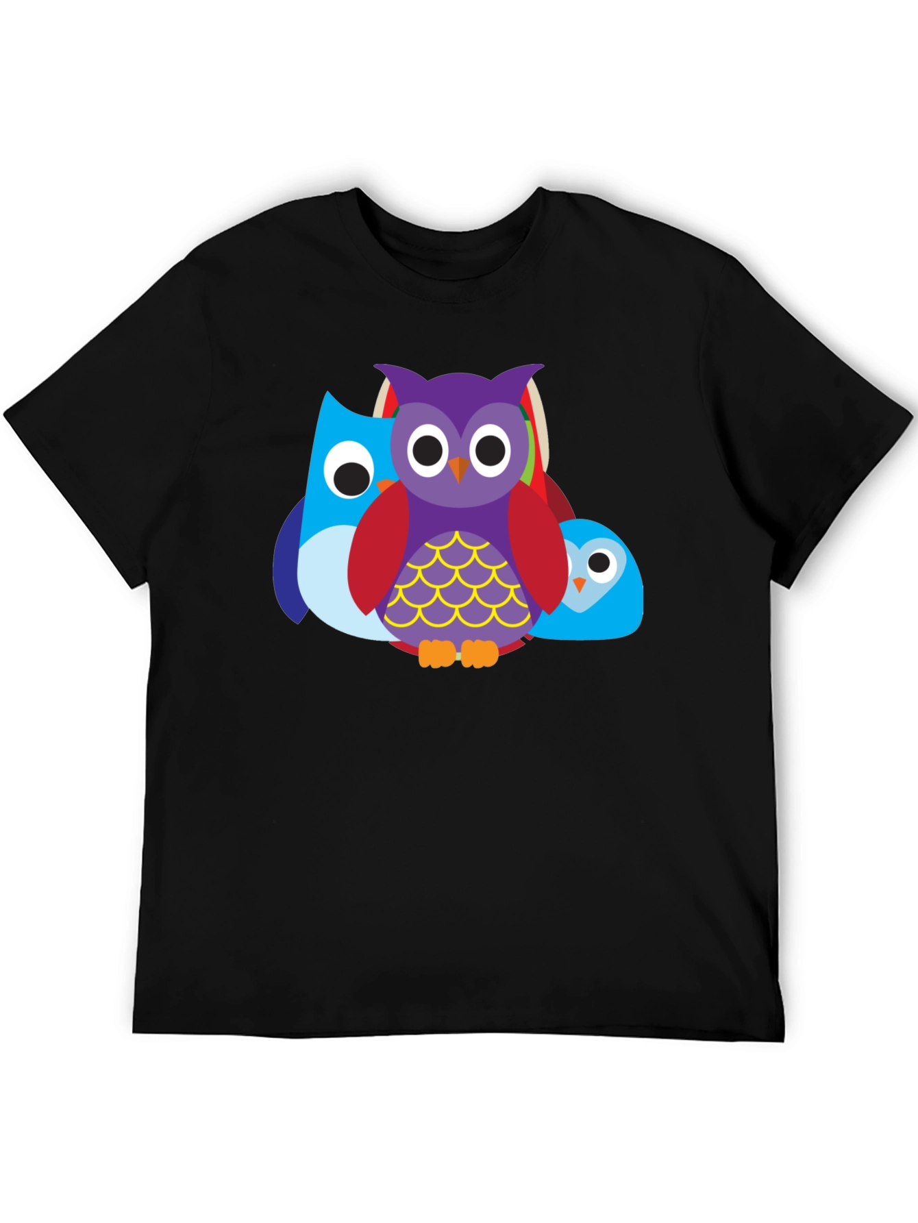 Owl Trio Graphic Tee - Mens Black T-Shirt