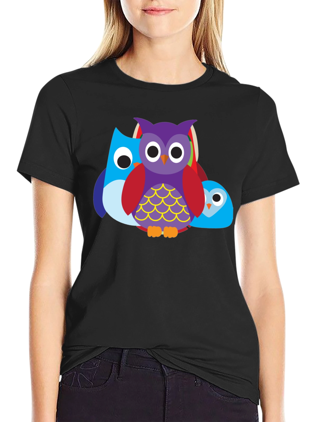 Owl Trio Graphic Tee - Mens Black T-Shirt