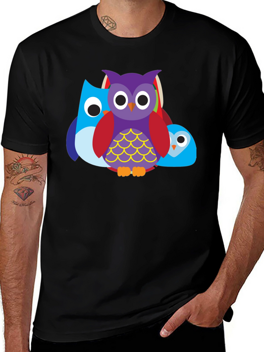 Owl Trio Graphic Tee - Mens Black T-Shirt
