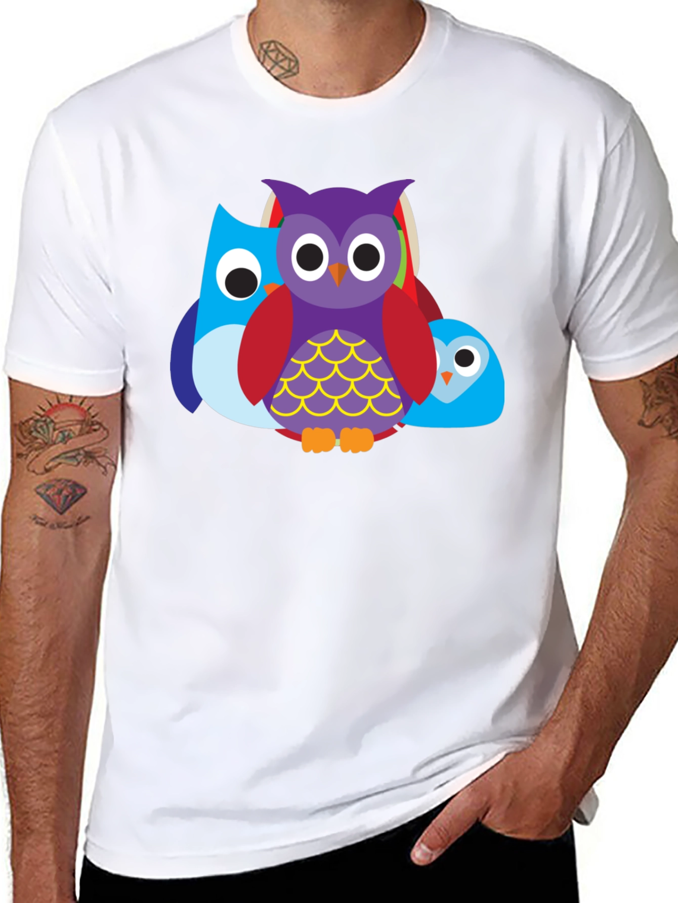 Owl Trio Graphic Tee - Mens Black T-Shirt