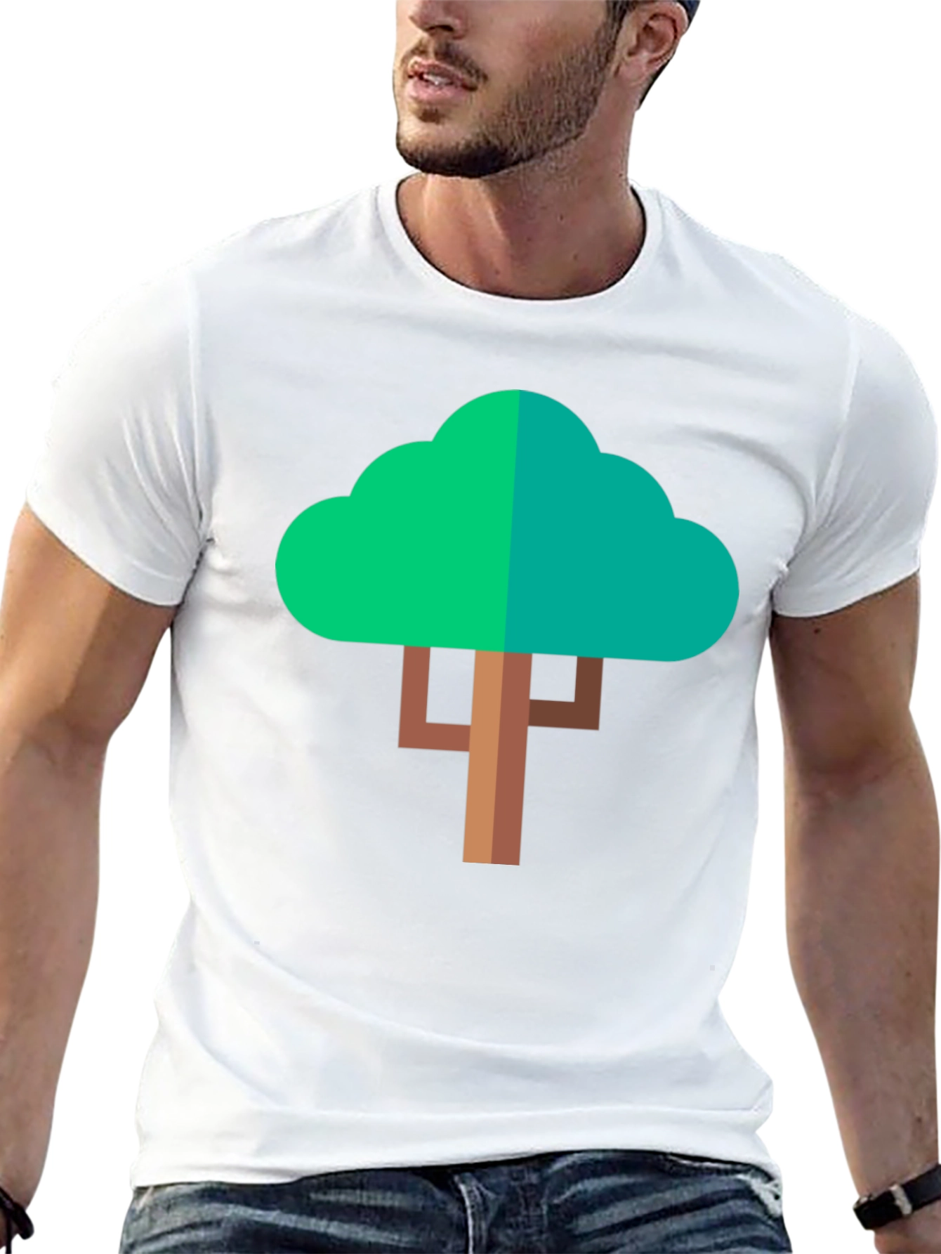 Geometric Tree Graphic T-Shirt - Modern Style