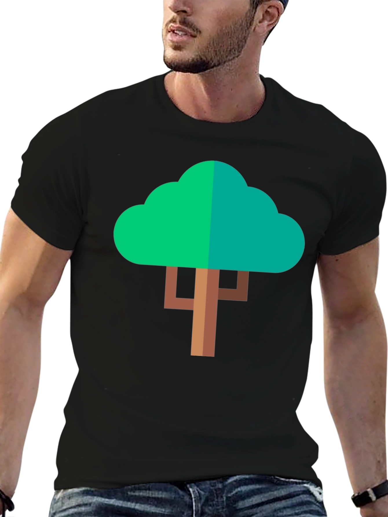 Geometric Tree Graphic T-Shirt - Modern Style