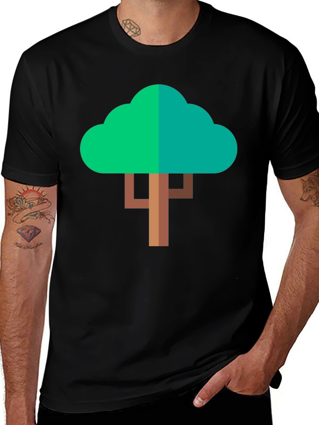 Geometric Tree Graphic T-Shirt - Modern Style