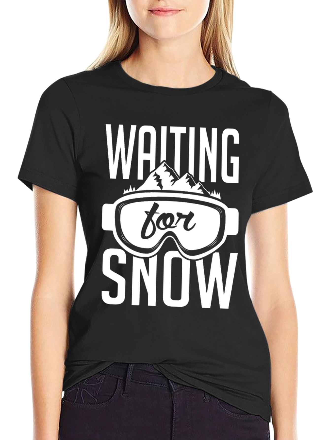 Waiting for Snow Black Graphic T-Shirt