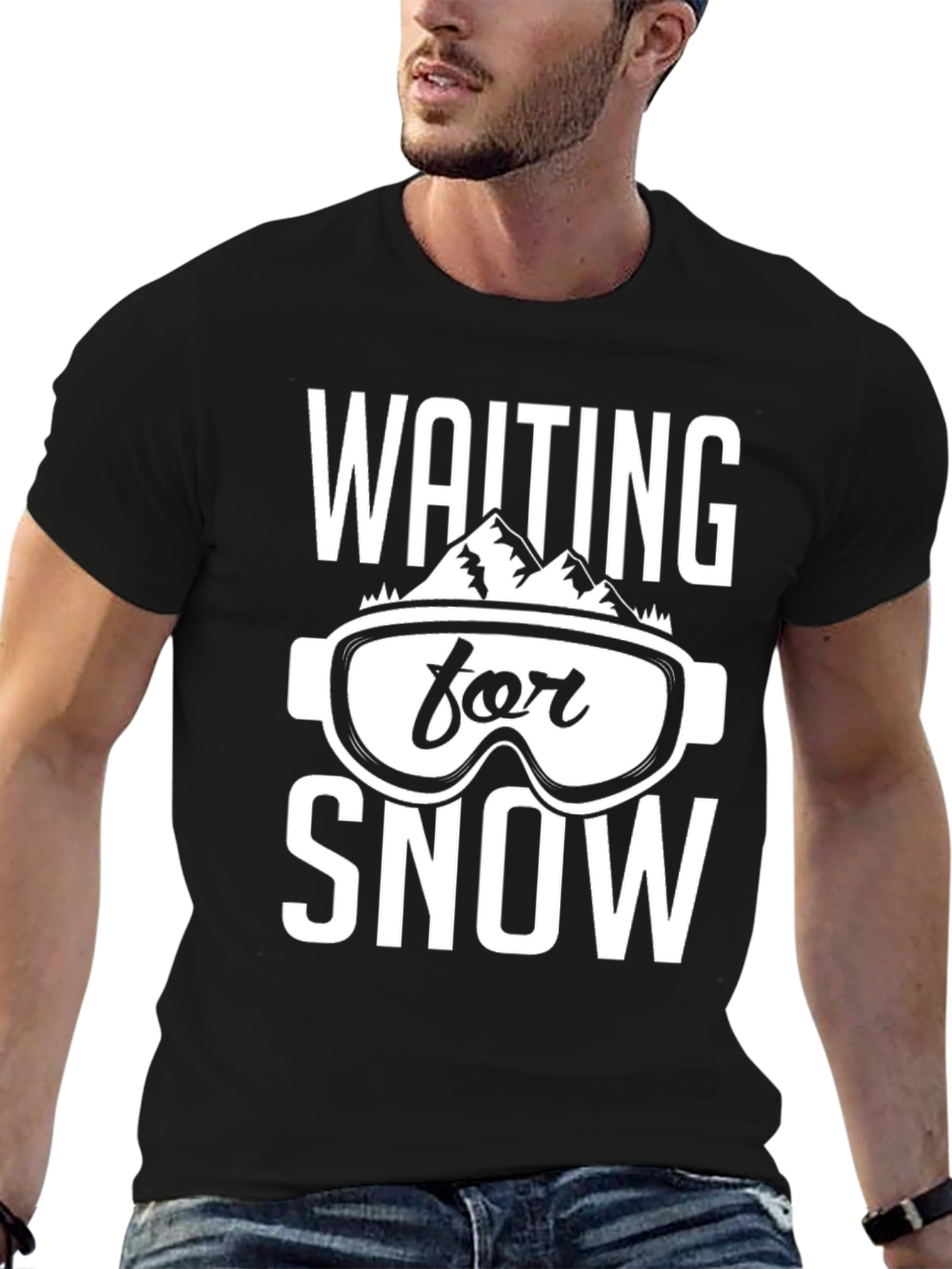 Waiting for Snow Black Graphic T-Shirt