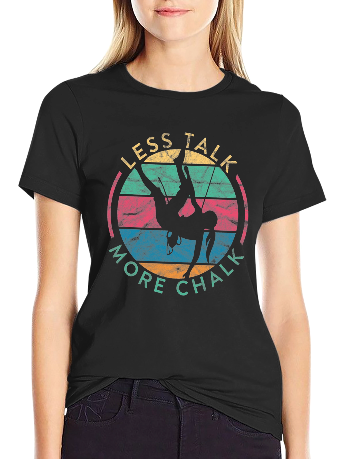 Retro Climbing T-Shirt - Less Talk More Chalk