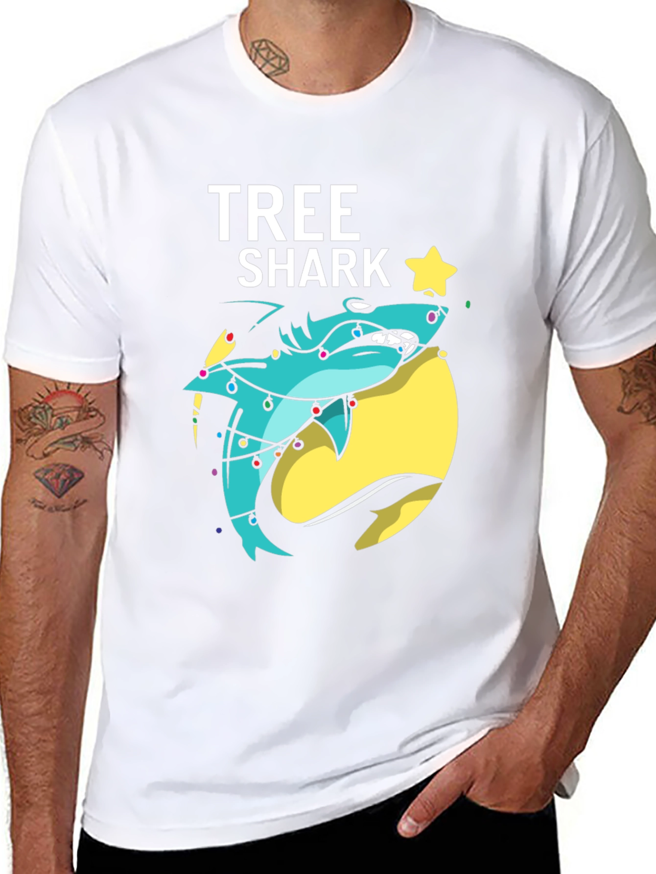 Tree Shark Christmas T-Shirt - Holiday Graphic Tee