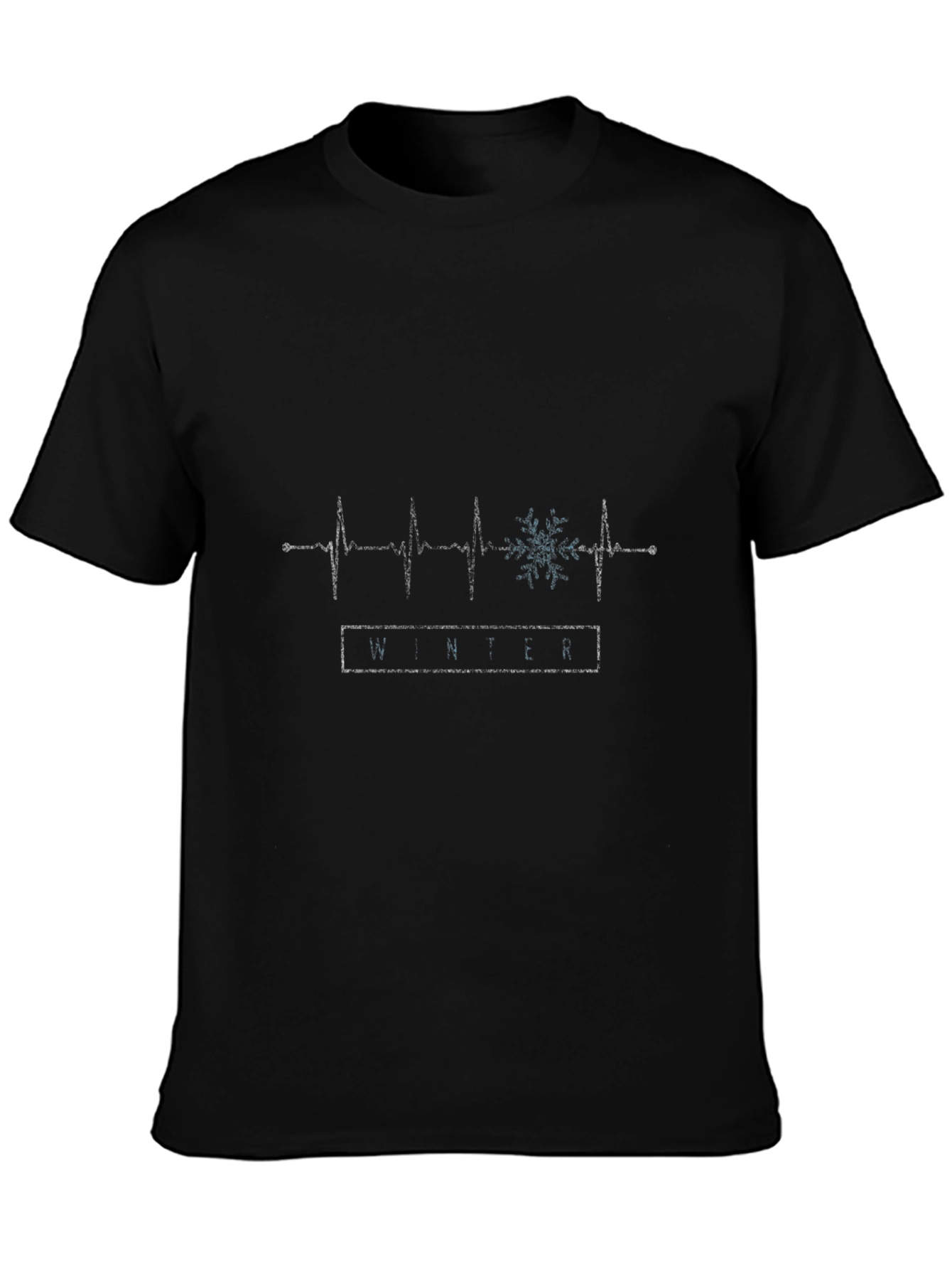 Winter Snowflake Heartbeat Black T-Shirt