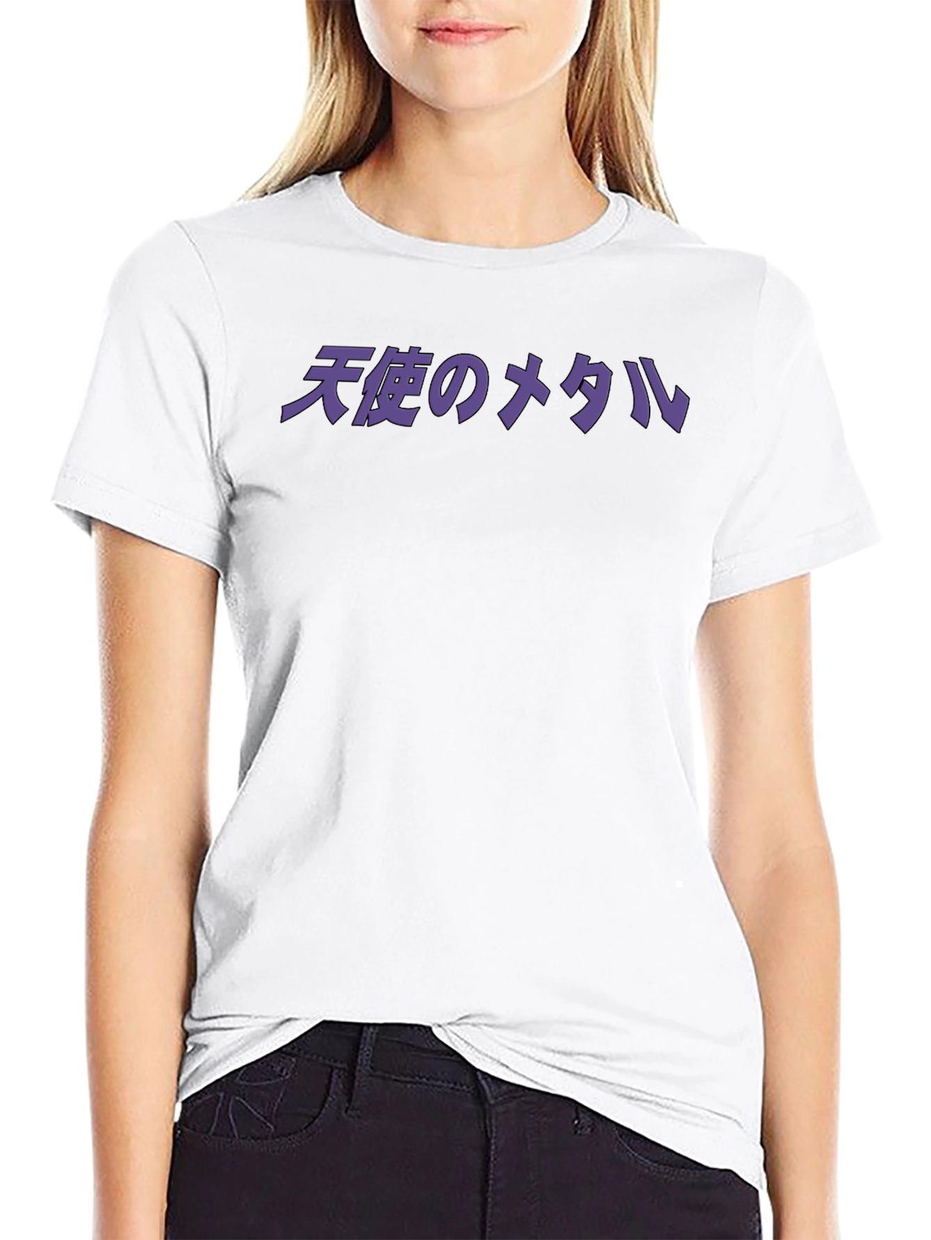Angel Metal Text Graphic Black T-Shirt