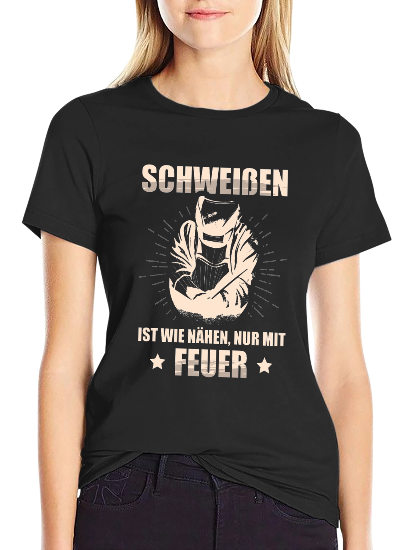 Welders Schweiben Feuer Black T-Shirt