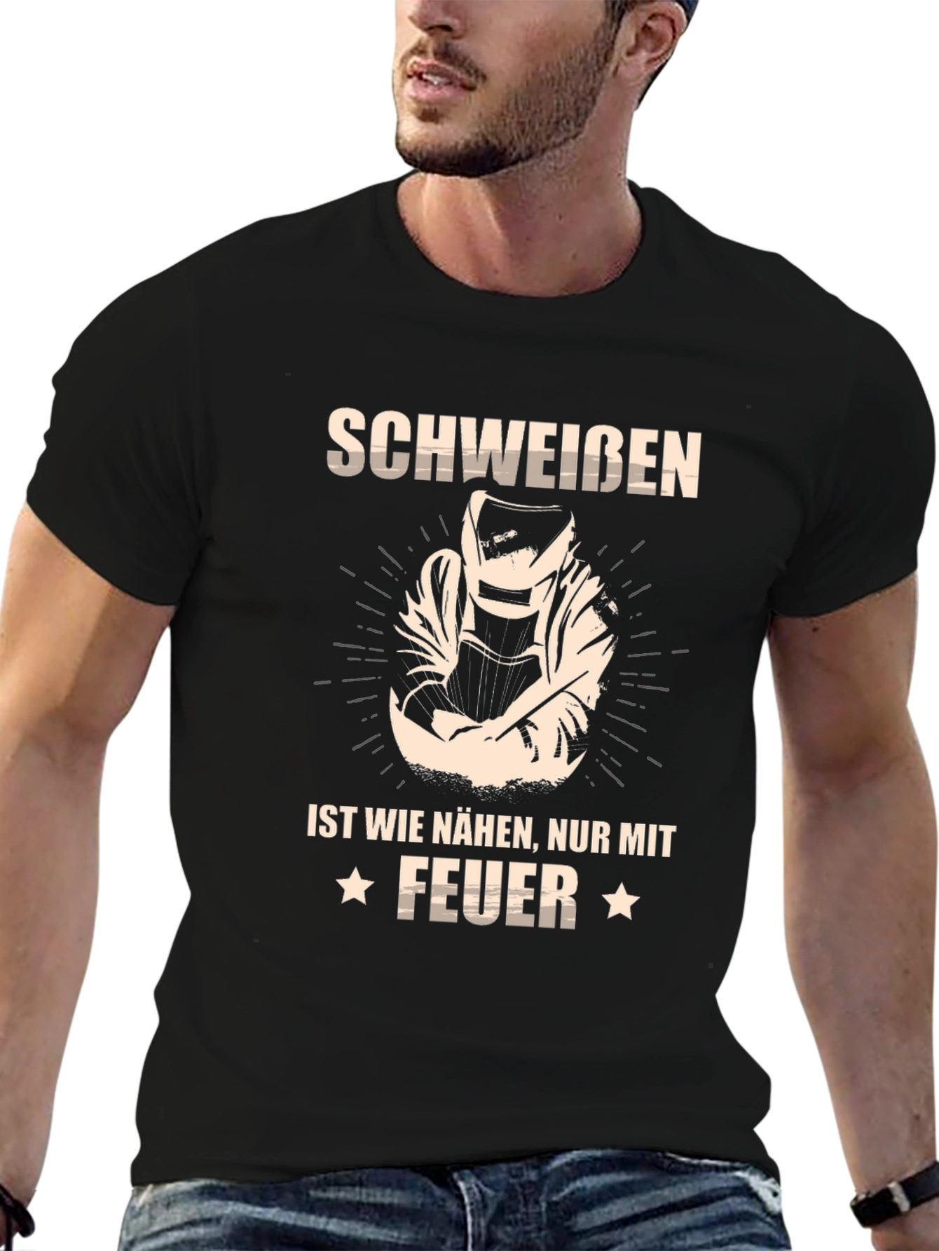 Welders Schweiben Feuer Black T-Shirt