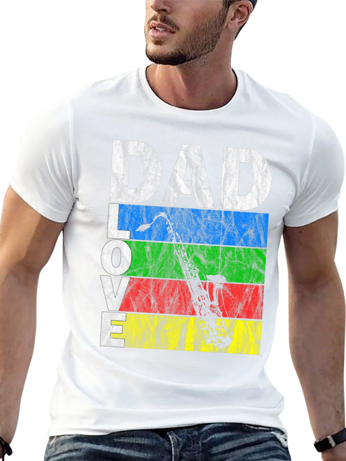 Dad Love Saxophone Graphic T-Shirt