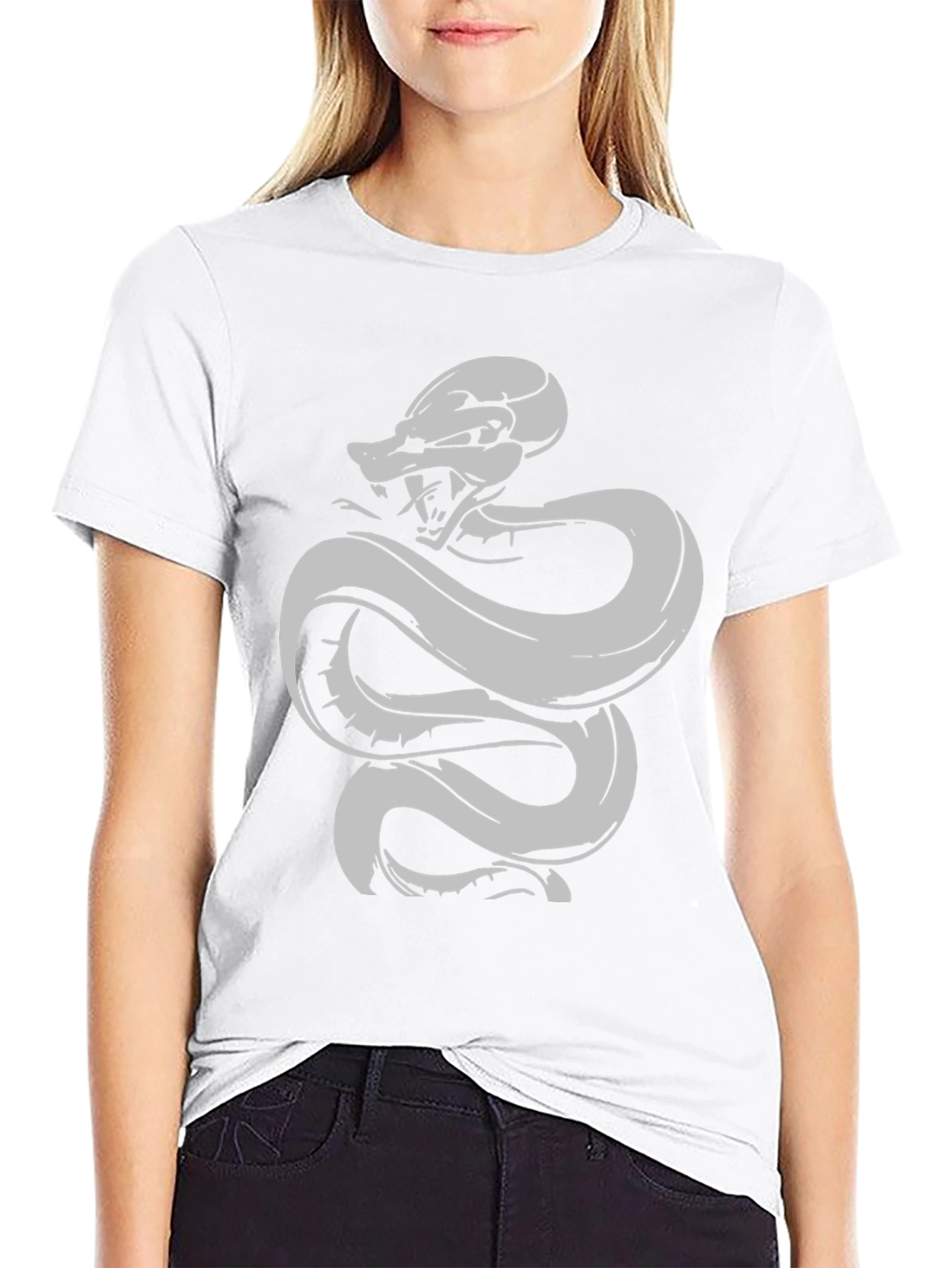 Snake Graphic Print Black T-Shirt