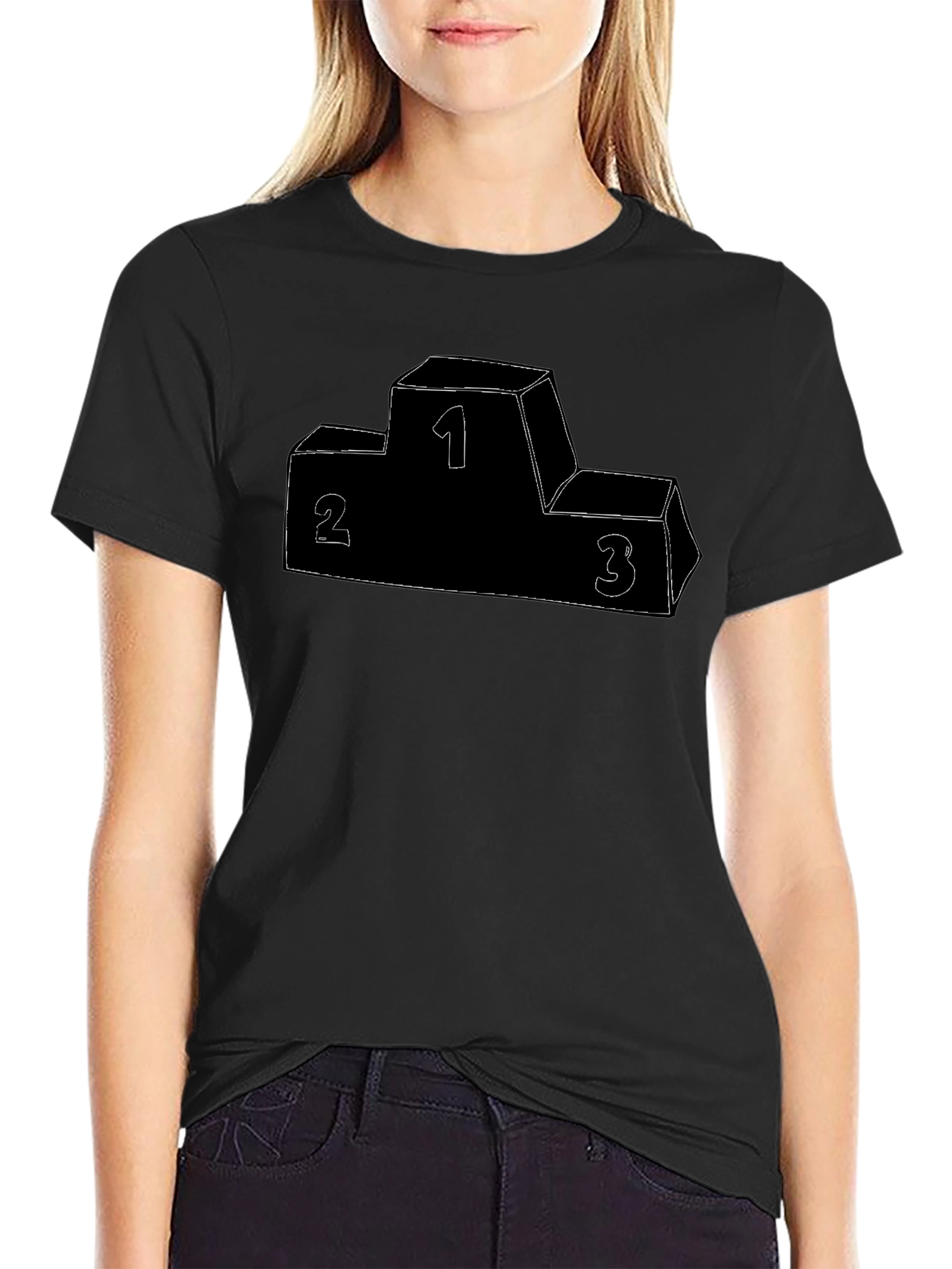 Winners Podium Graphic Tee - Black Cotton T-Shirt