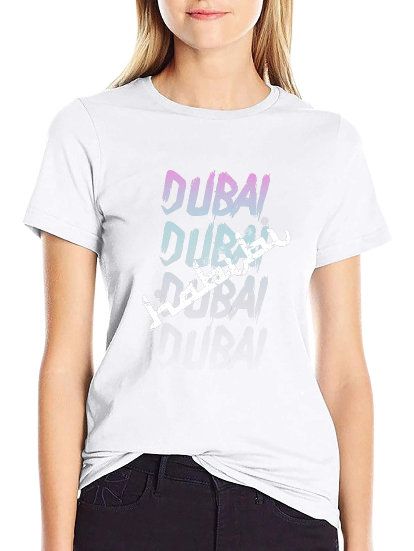 Dubai Text Graphic Black T-Shirt