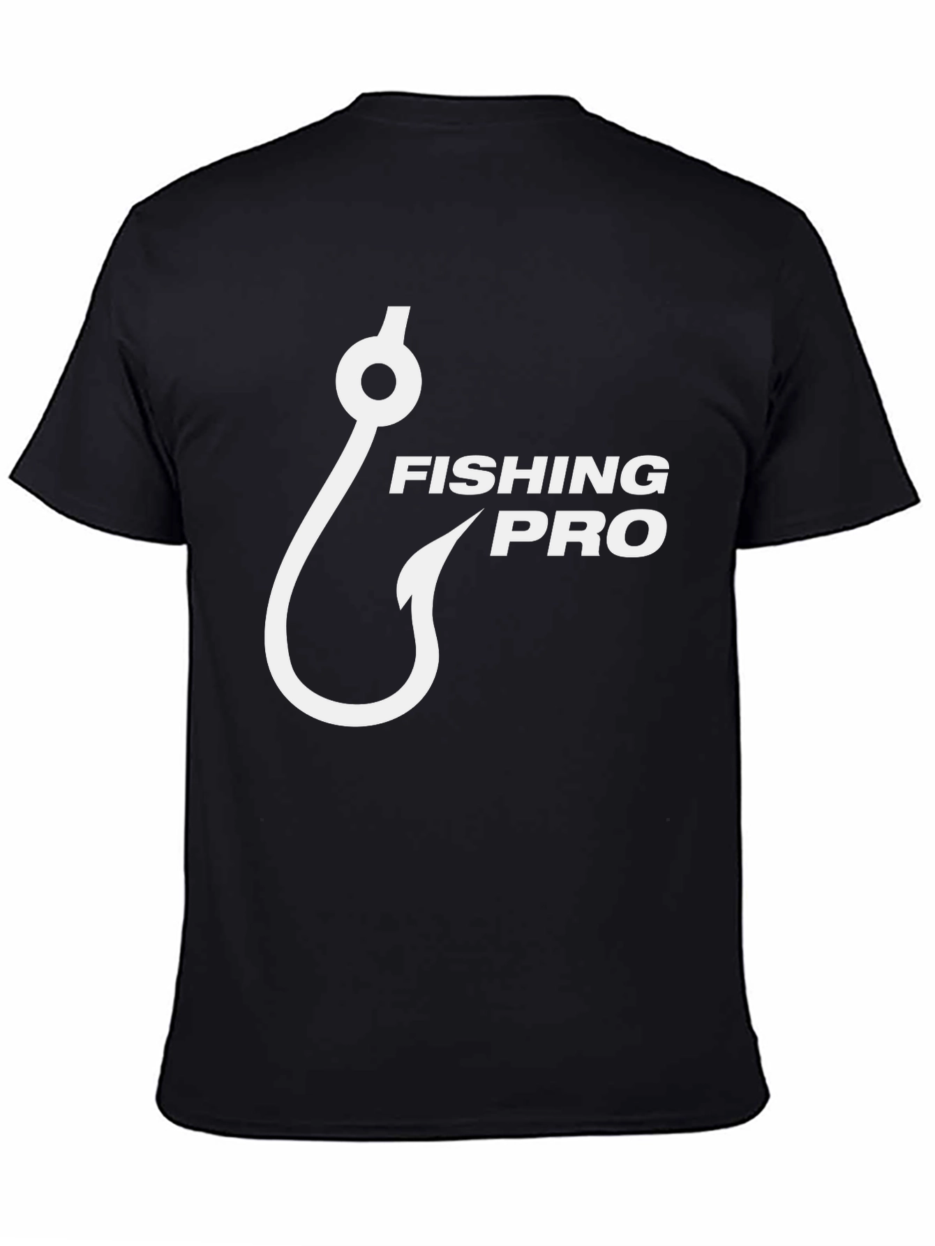 Fishing Pro Black T-Shirt with Hook Graphic
