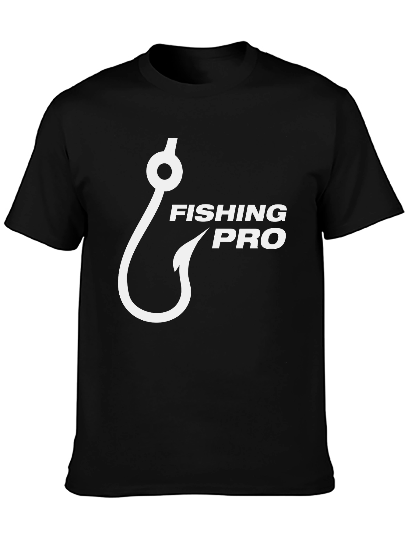 Fishing Pro Black T-Shirt with Hook Graphic