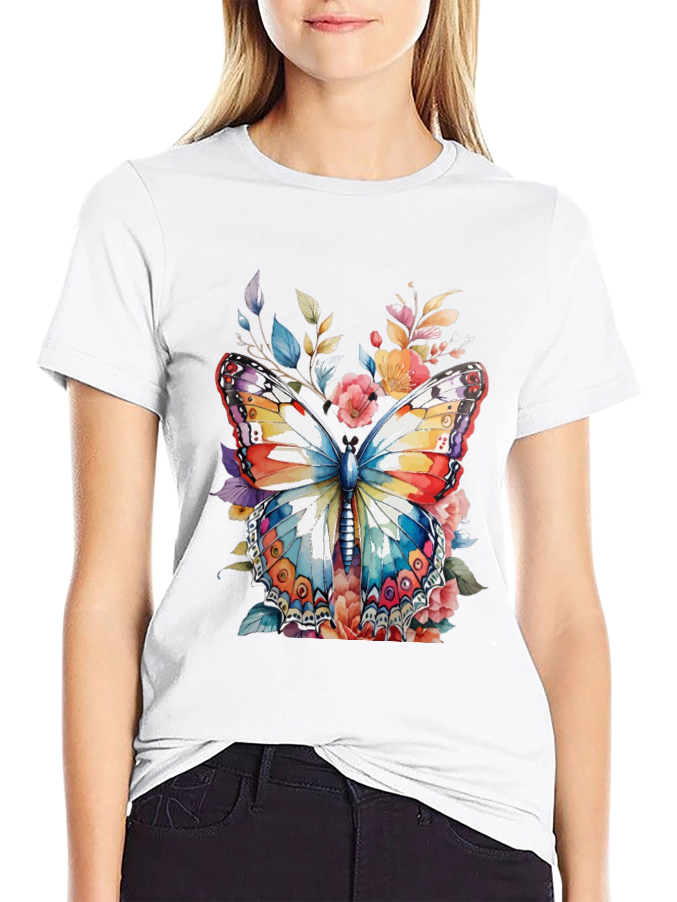 Butterfly Floral Graphic Print Mens Tee