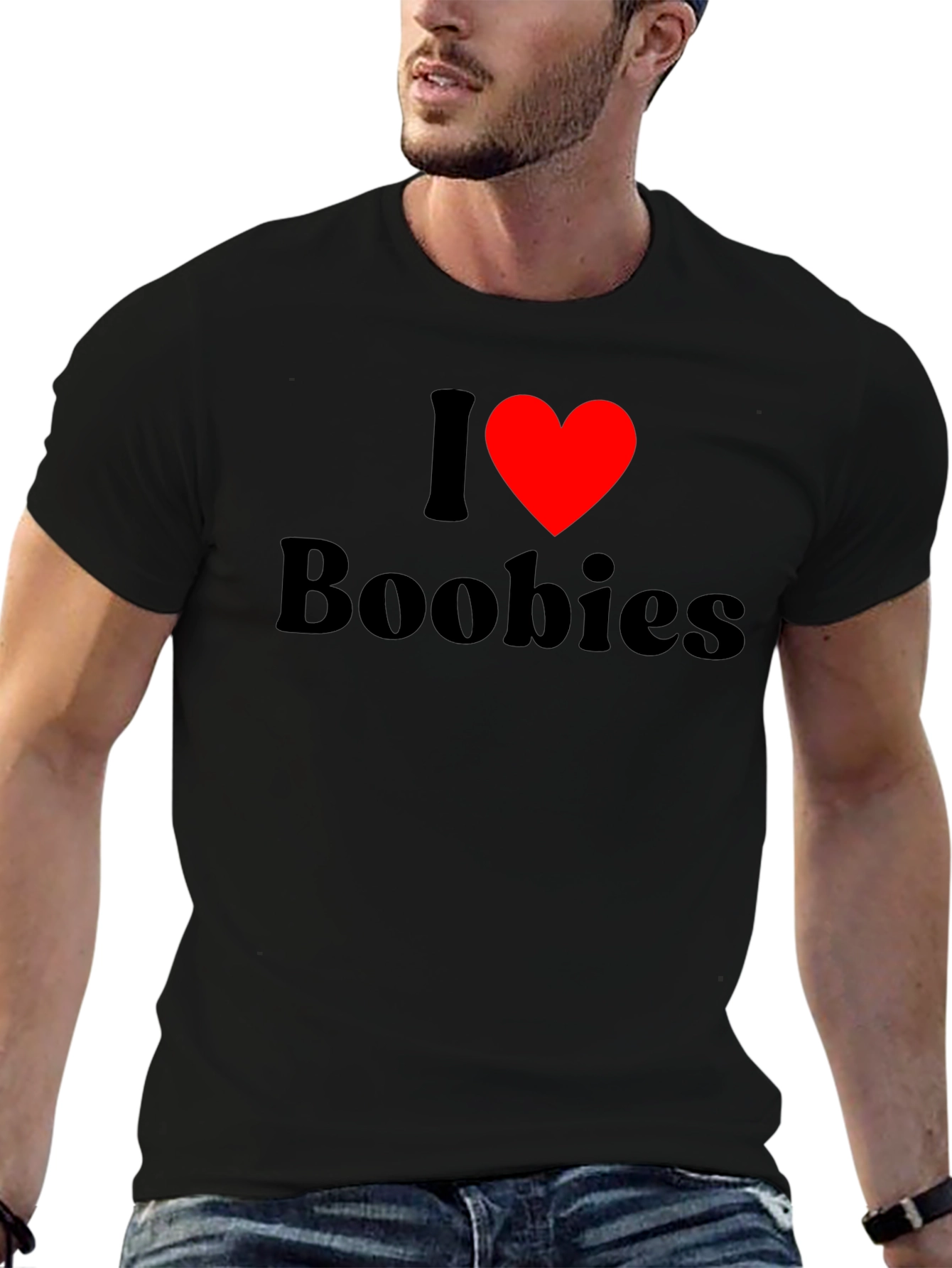 I Heart Boobies T-Shirt - Black Cotton Tee